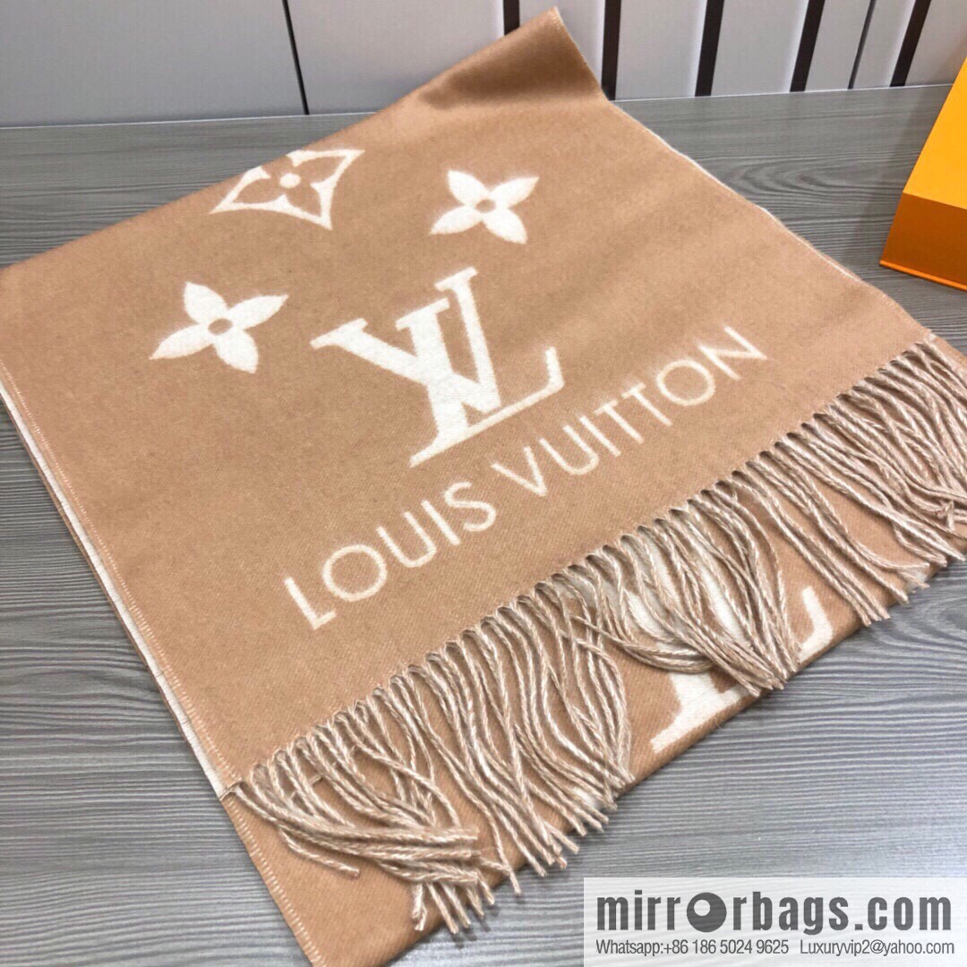 LV Louis Vuitton Monogram Floral and LV Letter Pattern Scarf