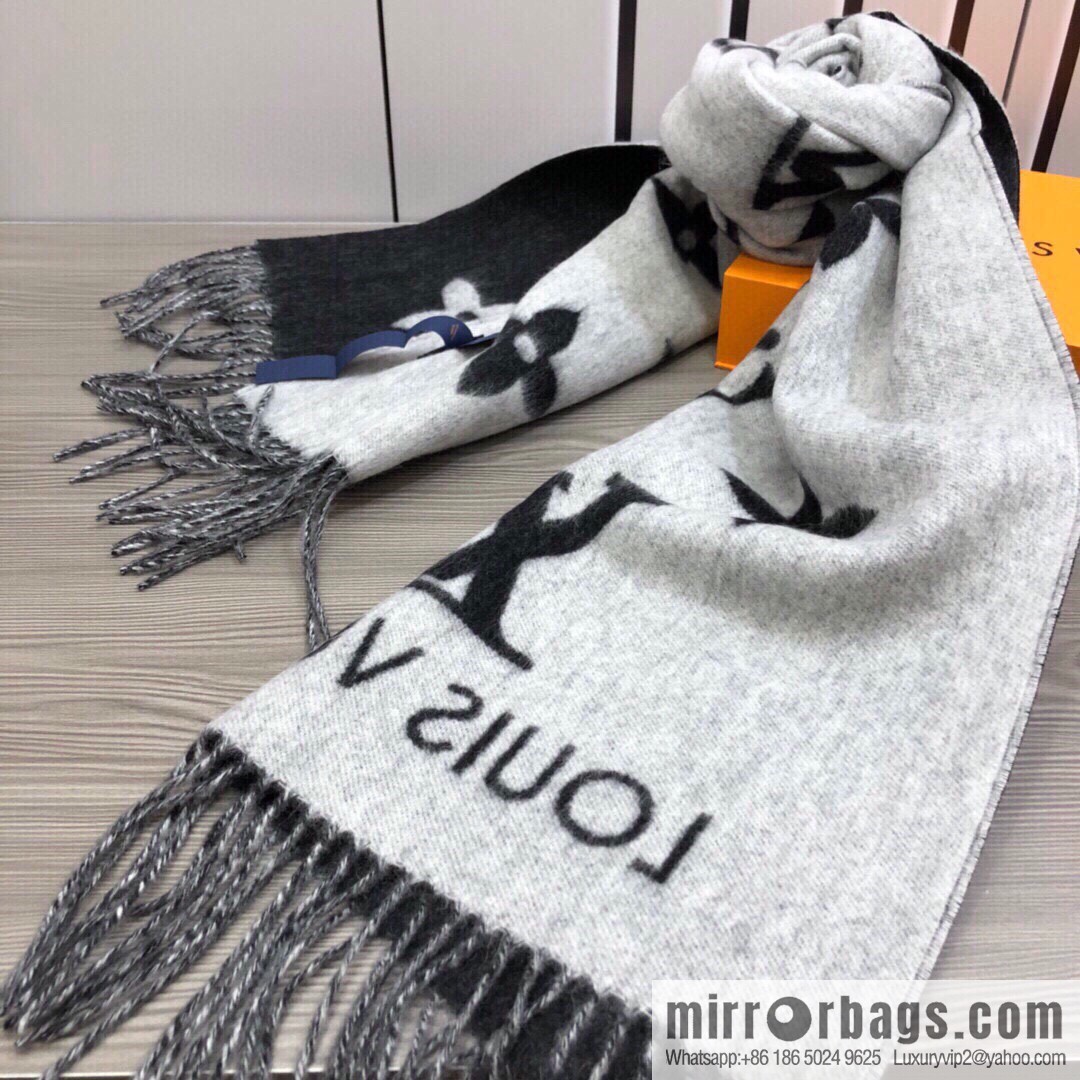 LV Louis Vuitton Monogram Floral and LV Letter Pattern Scarf