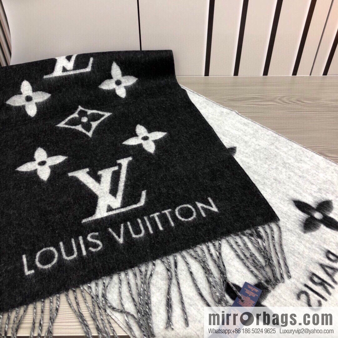 LV Louis Vuitton Monogram Floral and LV Letter Pattern Scarf
