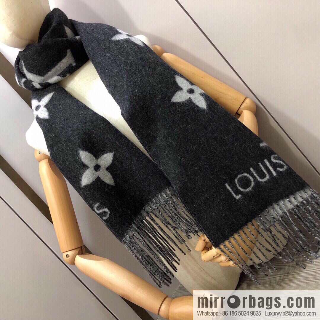 LV Louis Vuitton Monogram Floral and LV Letter Pattern Scarf