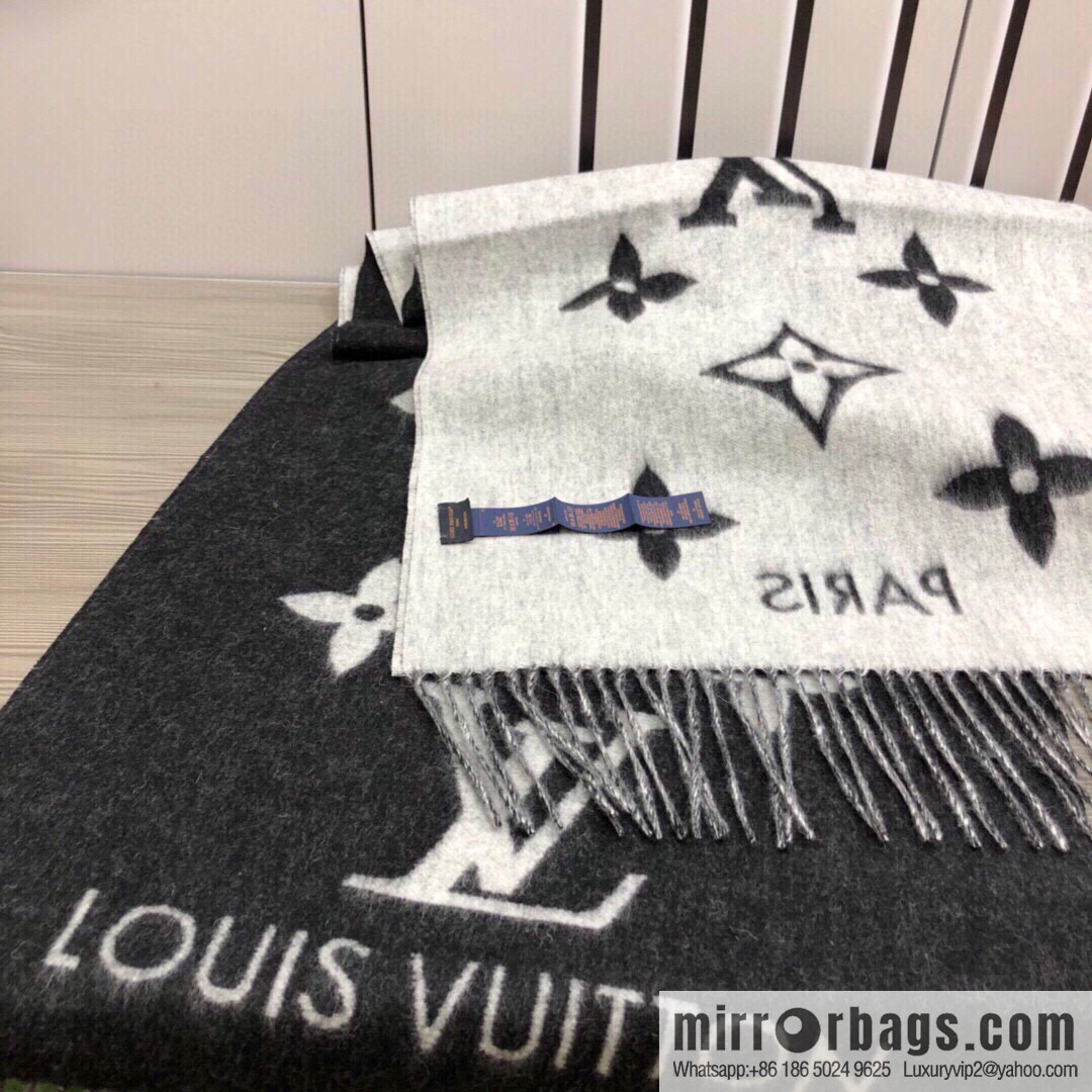 LV Louis Vuitton Monogram Floral and LV Letter Pattern Scarf