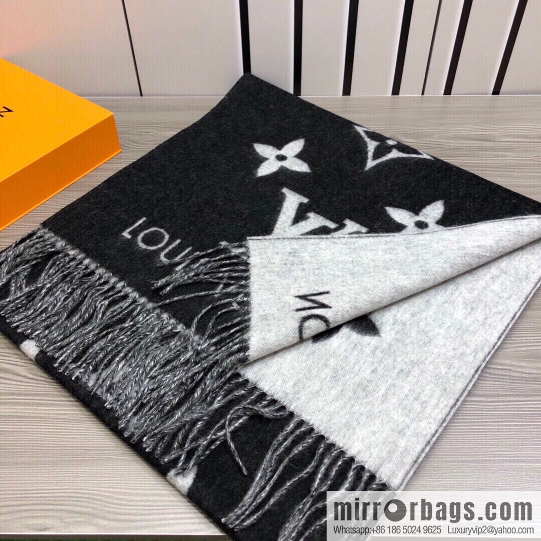 LV Louis Vuitton Monogram Floral and LV Letter Pattern Scarf