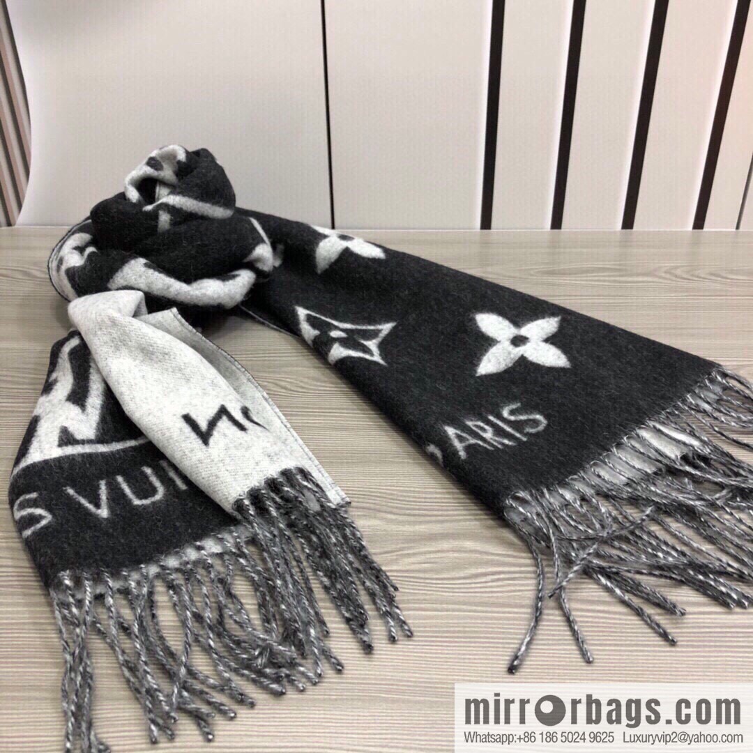 LV Louis Vuitton Monogram Floral and LV Letter Pattern Scarf