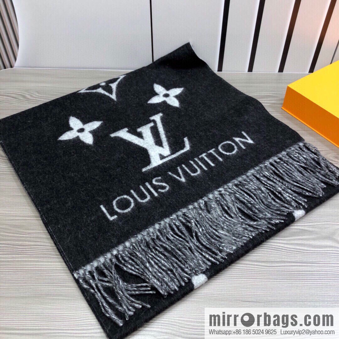 LV Louis Vuitton Monogram Floral and LV Letter Pattern Scarf