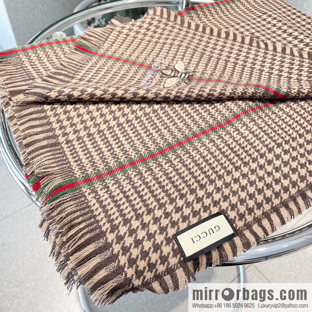 GUCCI Gucci Classic Thousand Birds Grid Cashmere Scarf