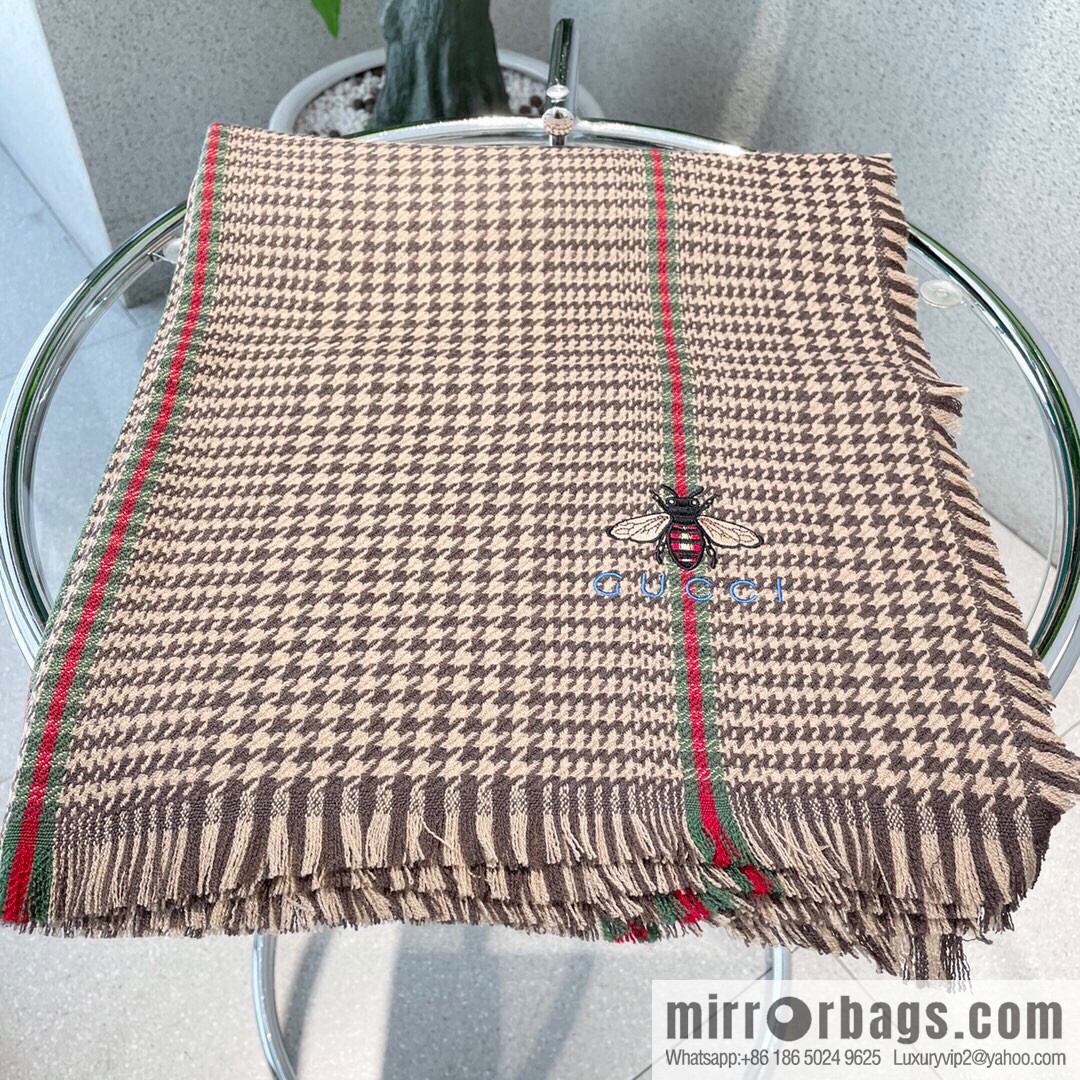 GUCCI Gucci Classic Thousand Birds Grid Cashmere Scarf