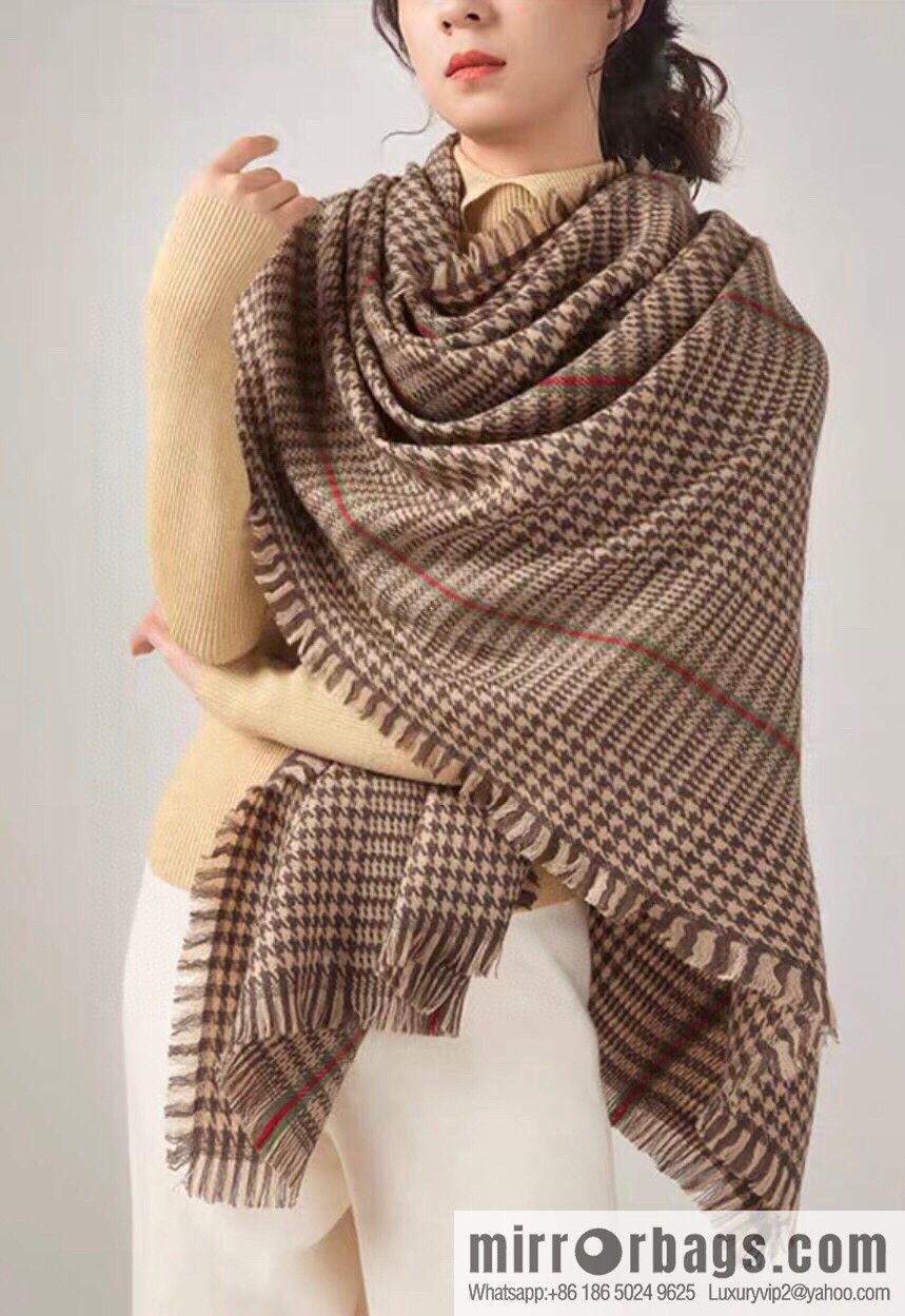 GUCCI Gucci Classic Thousand Birds Grid Cashmere Scarf