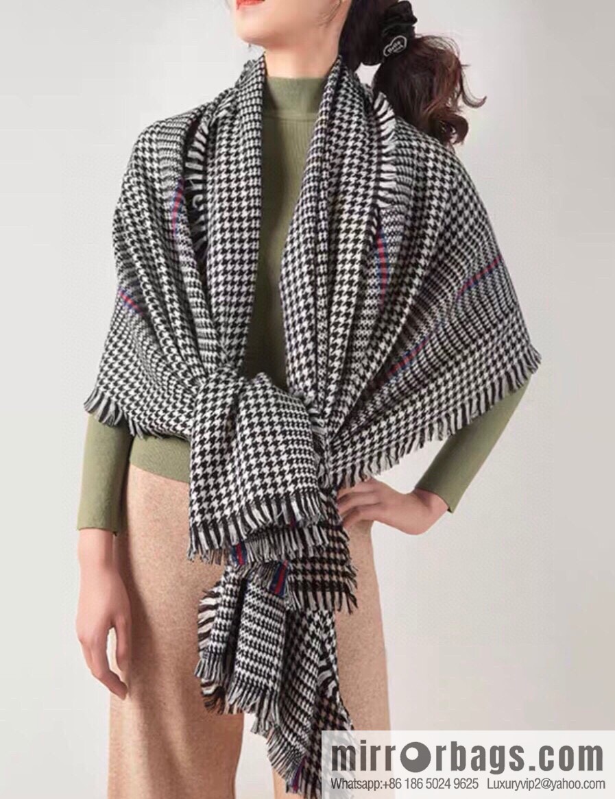 GUCCI Gucci Classic Thousand Birds Grid Cashmere Scarf