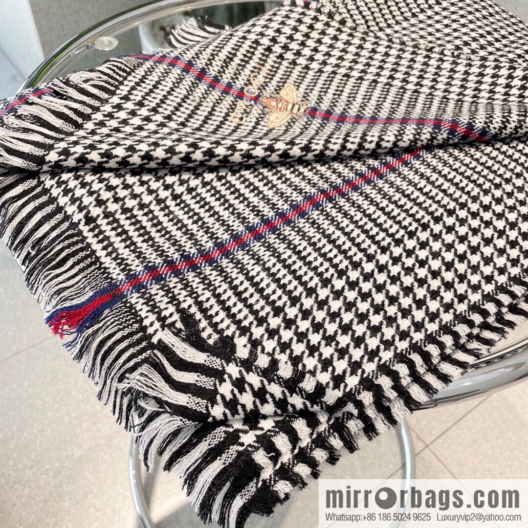 GUCCI Gucci Classic Thousand Birds Grid Cashmere Scarf