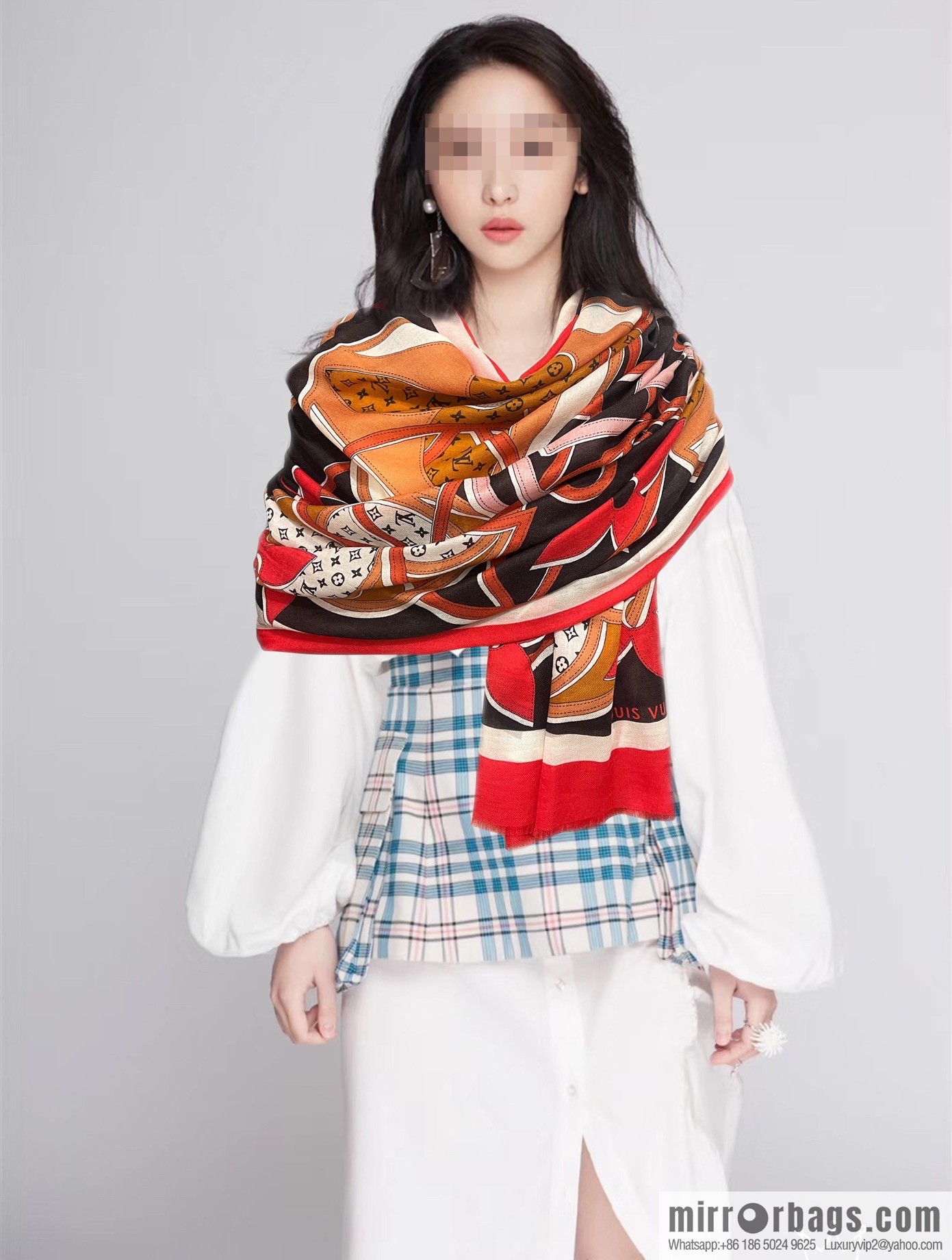 LV Louis Vuitton double-sided ring velvet long towel