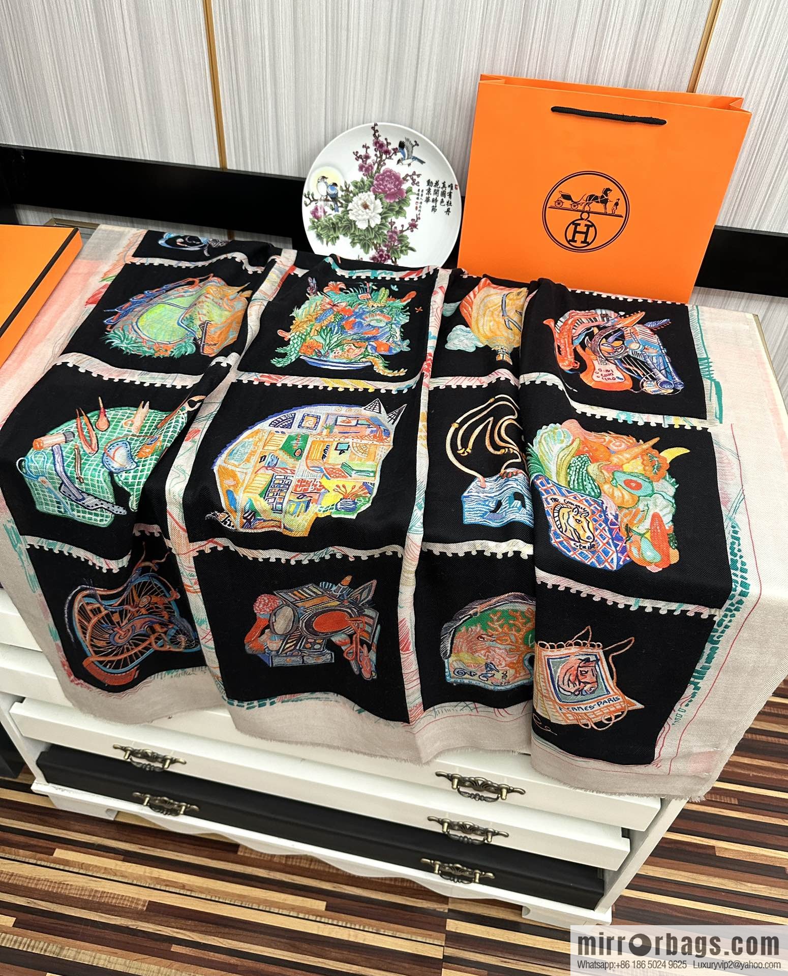 Hermes Hermes Horse Pentium Cashmere Long Towel