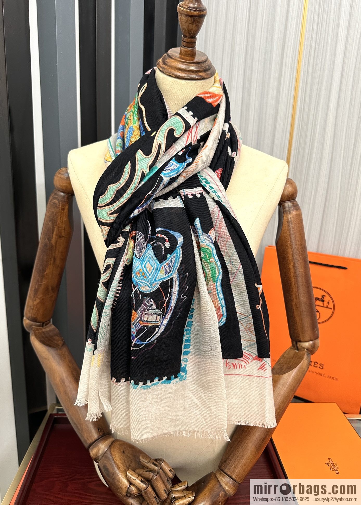 Hermes Hermes Horse Pentium Cashmere Long Towel