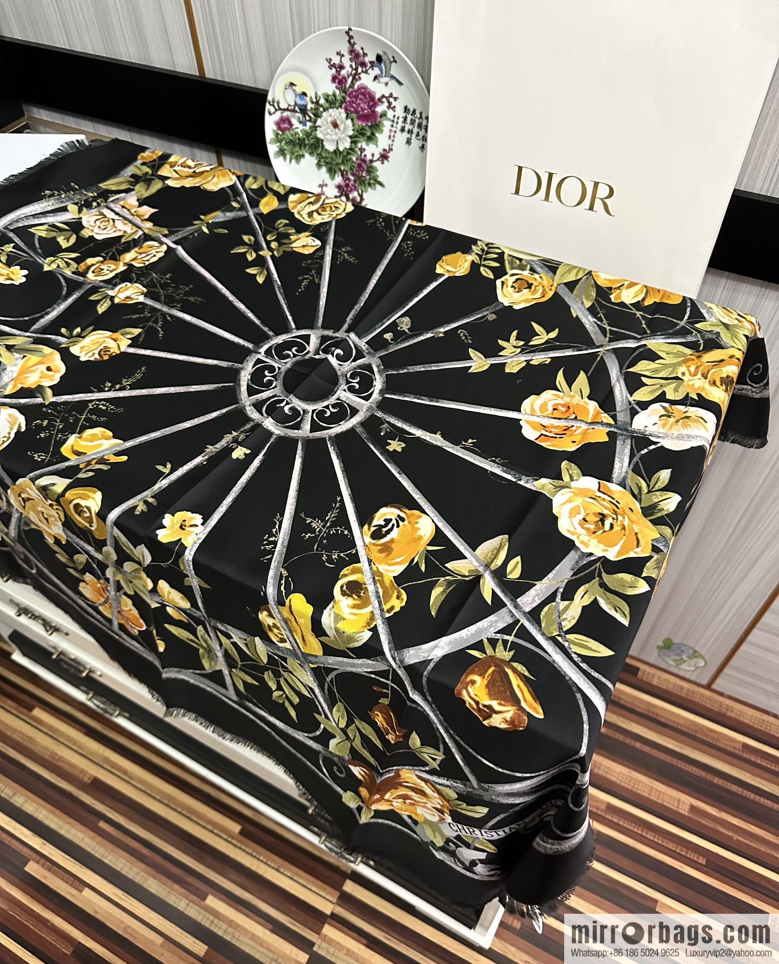 Dior City Garden 100% Top Twill Silk Square Towel