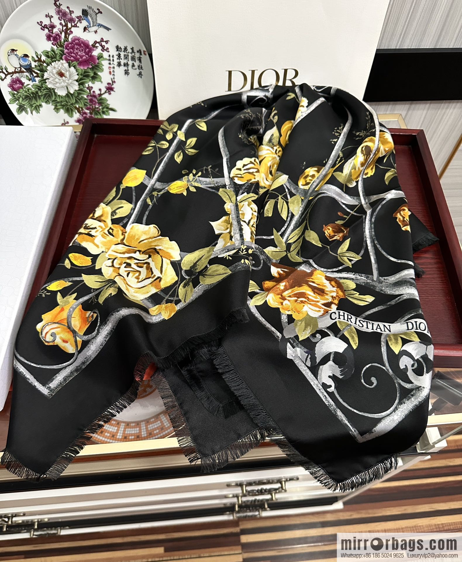 Dior City Garden 100% Top Twill Silk Square Towel