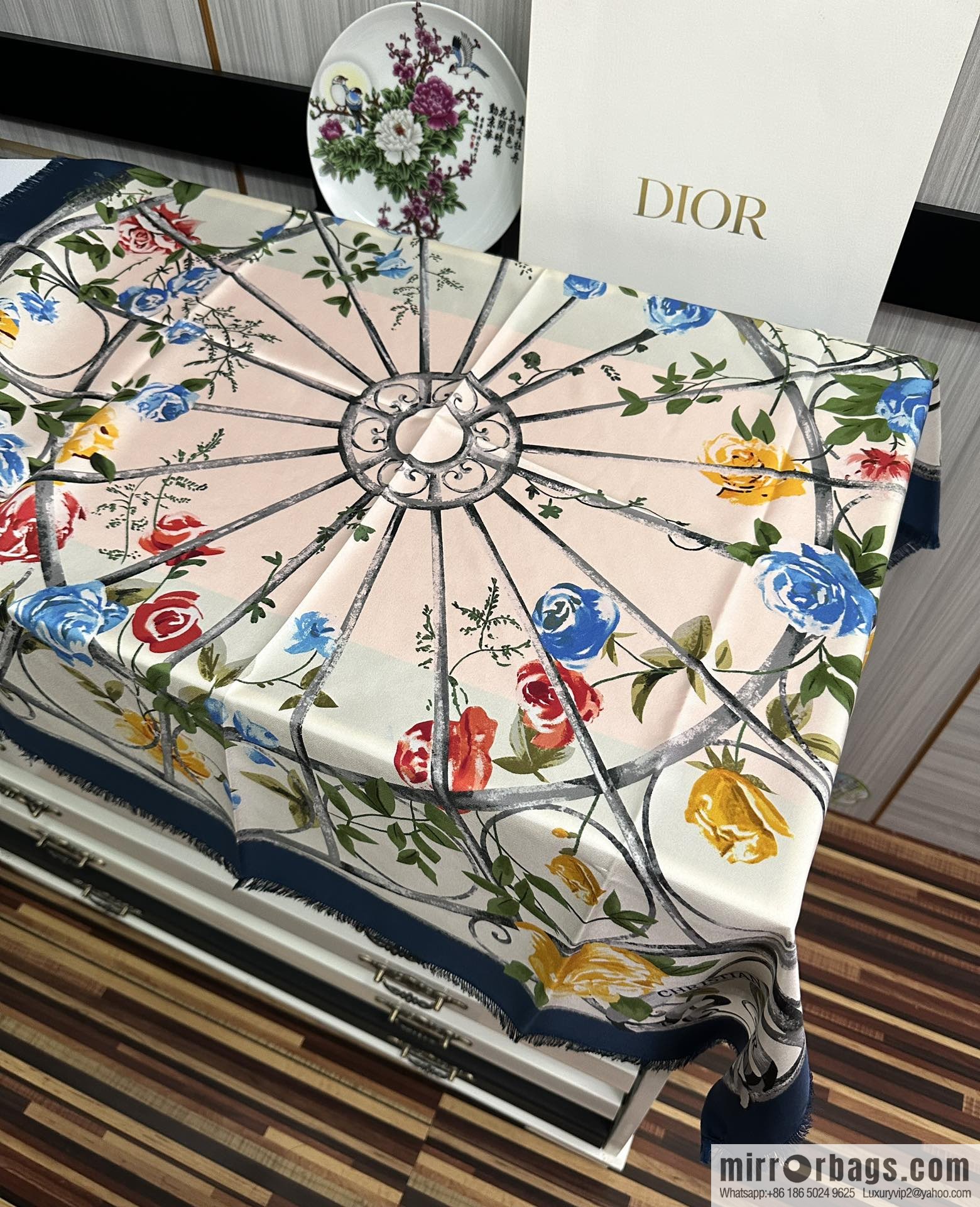 Dior City Garden 100% Top Twill Silk Square Towel
