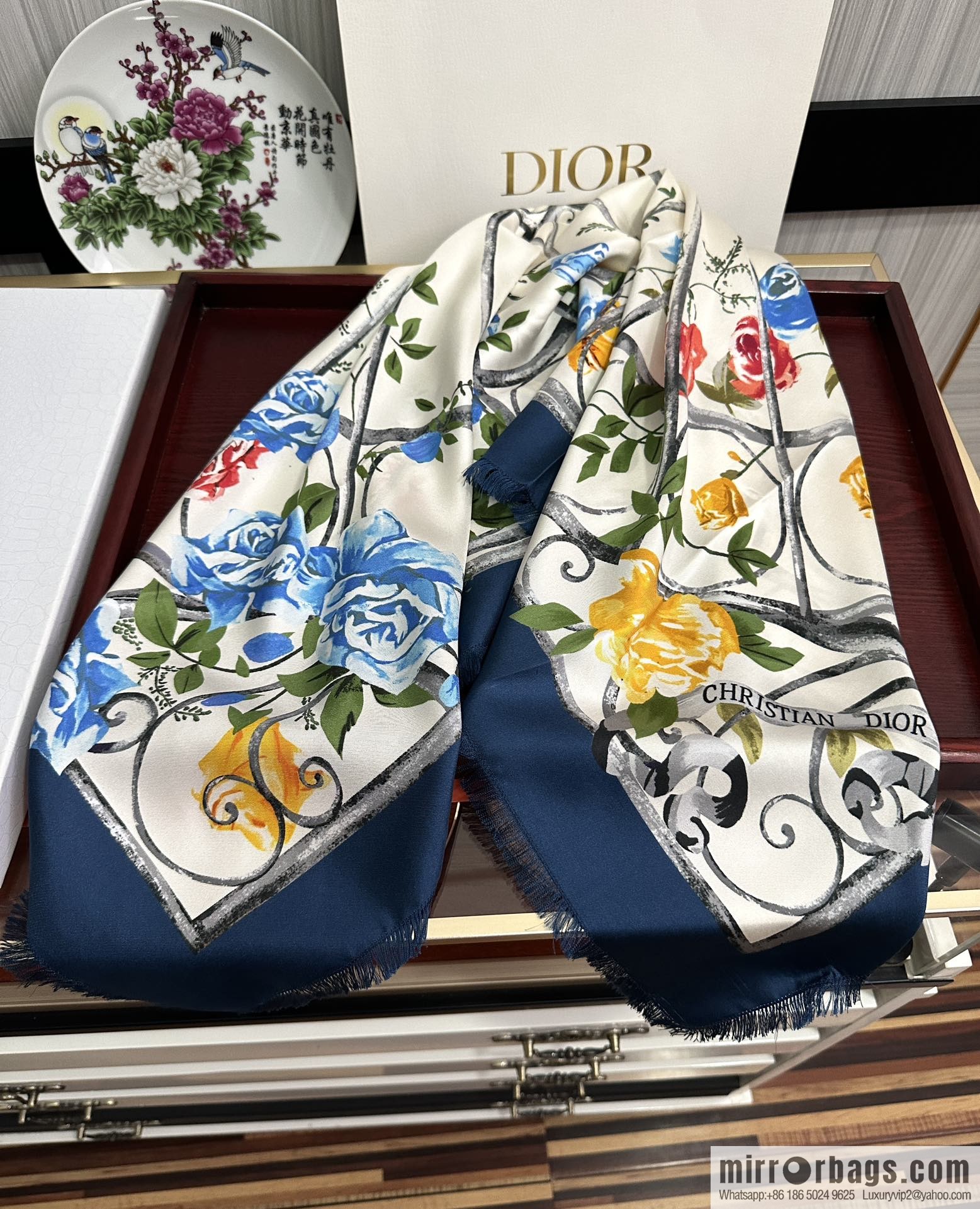 Dior City Garden 100% Top Twill Silk Square Towel