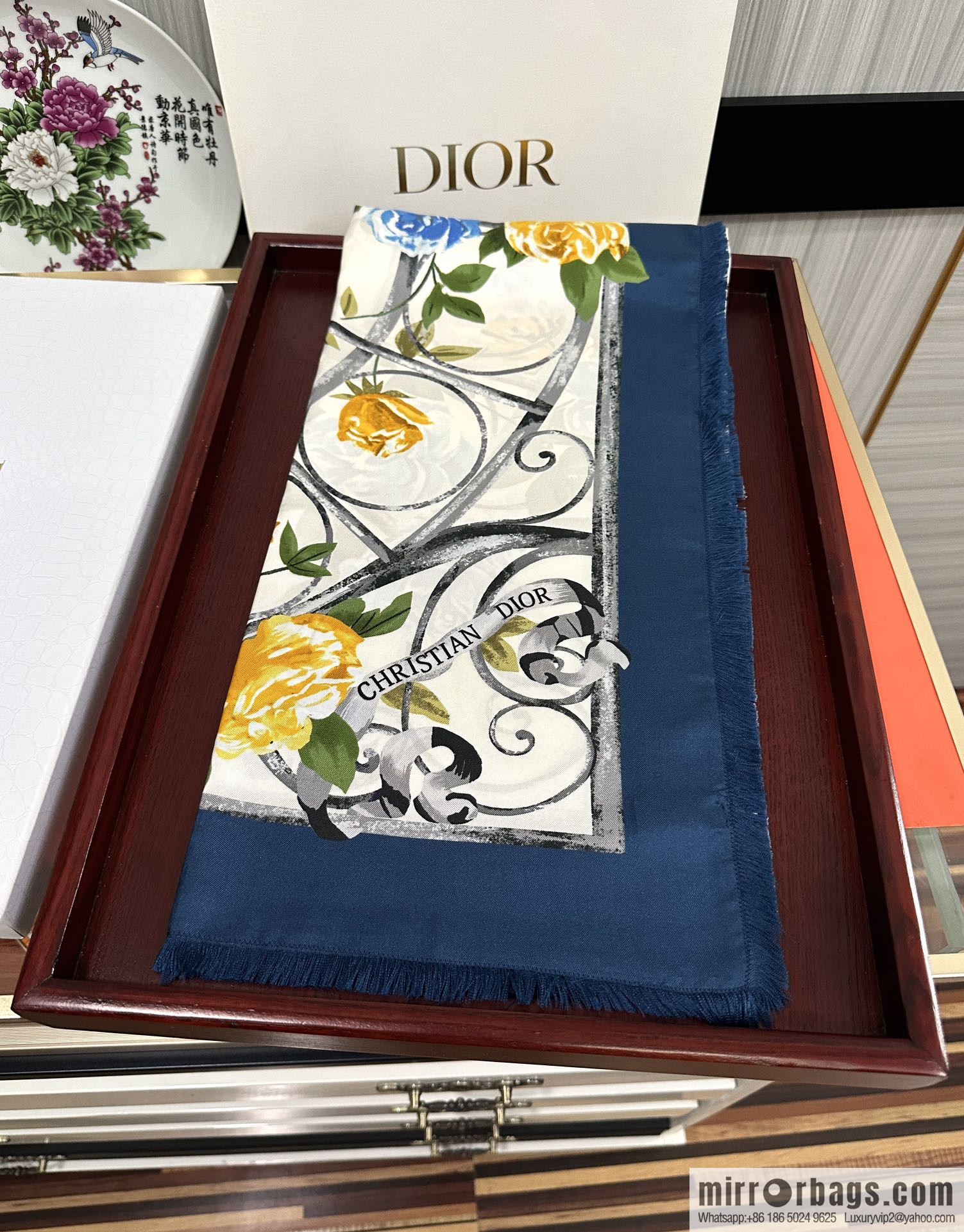 Dior City Garden 100% Top Twill Silk Square Towel