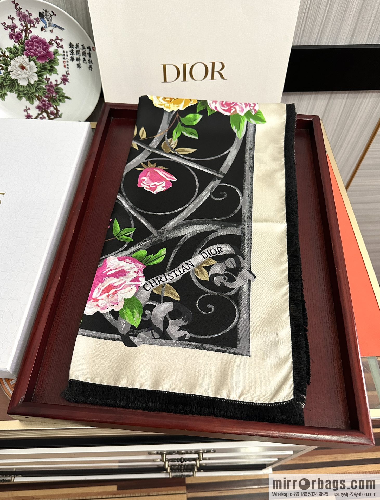Dior City Garden 100% Top Twill Silk Square Towel