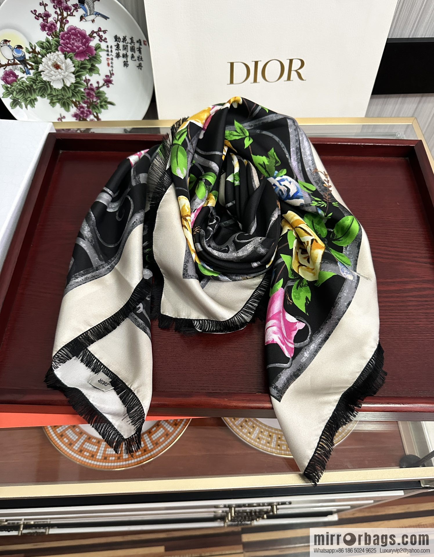 Dior City Garden 100% Top Twill Silk Square Towel