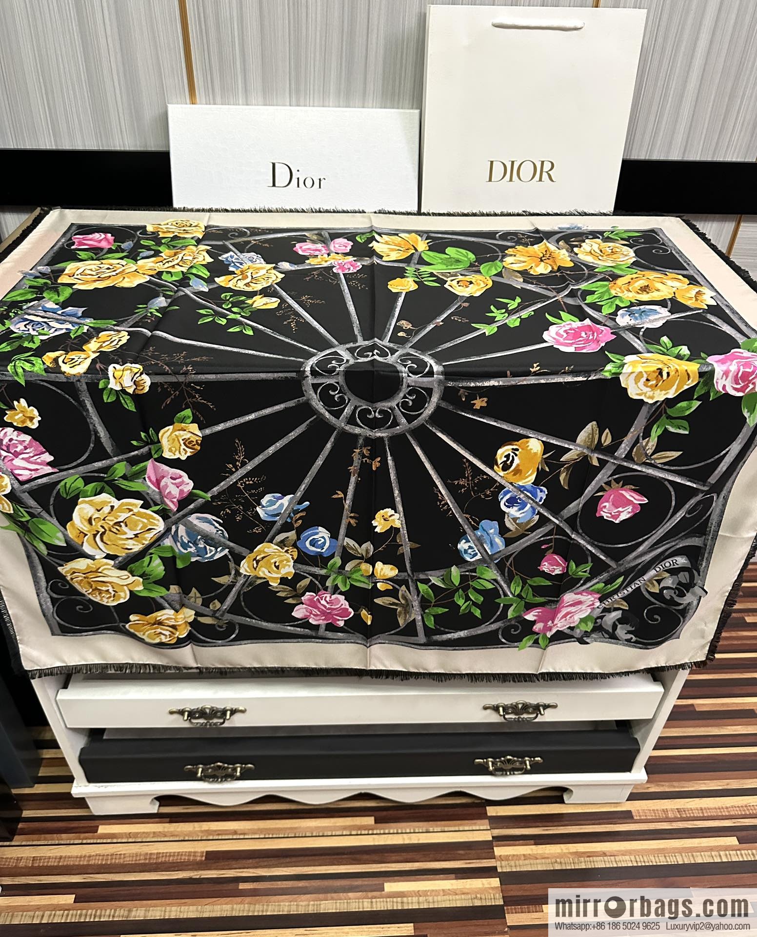 Dior City Garden 100% Top Twill Silk Square Towel