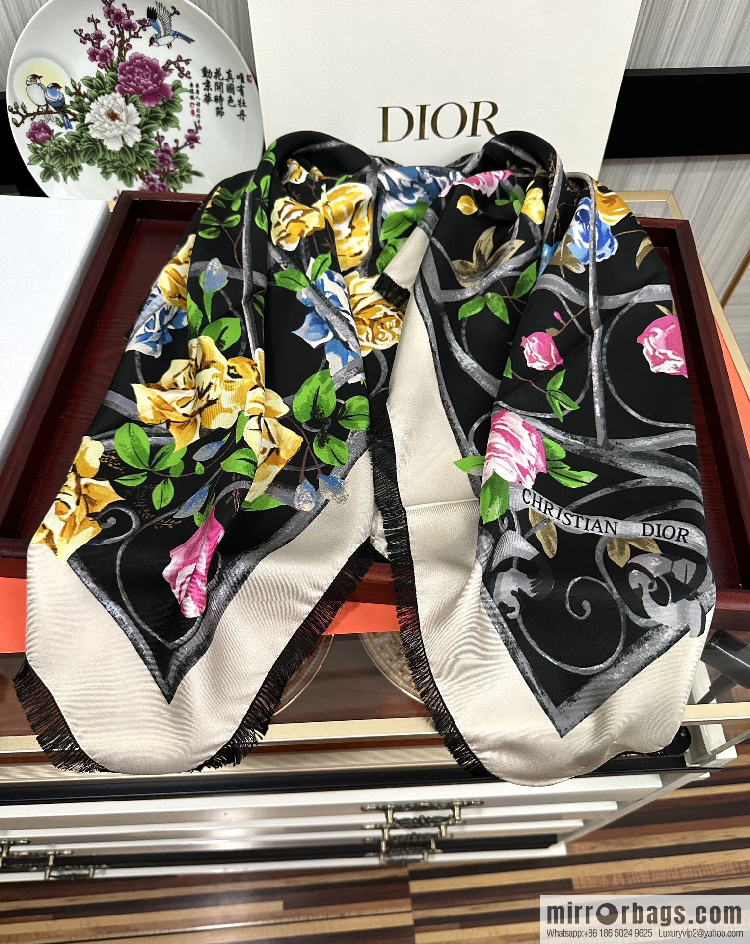 Dior City Garden 100% Top Twill Silk Square Towel