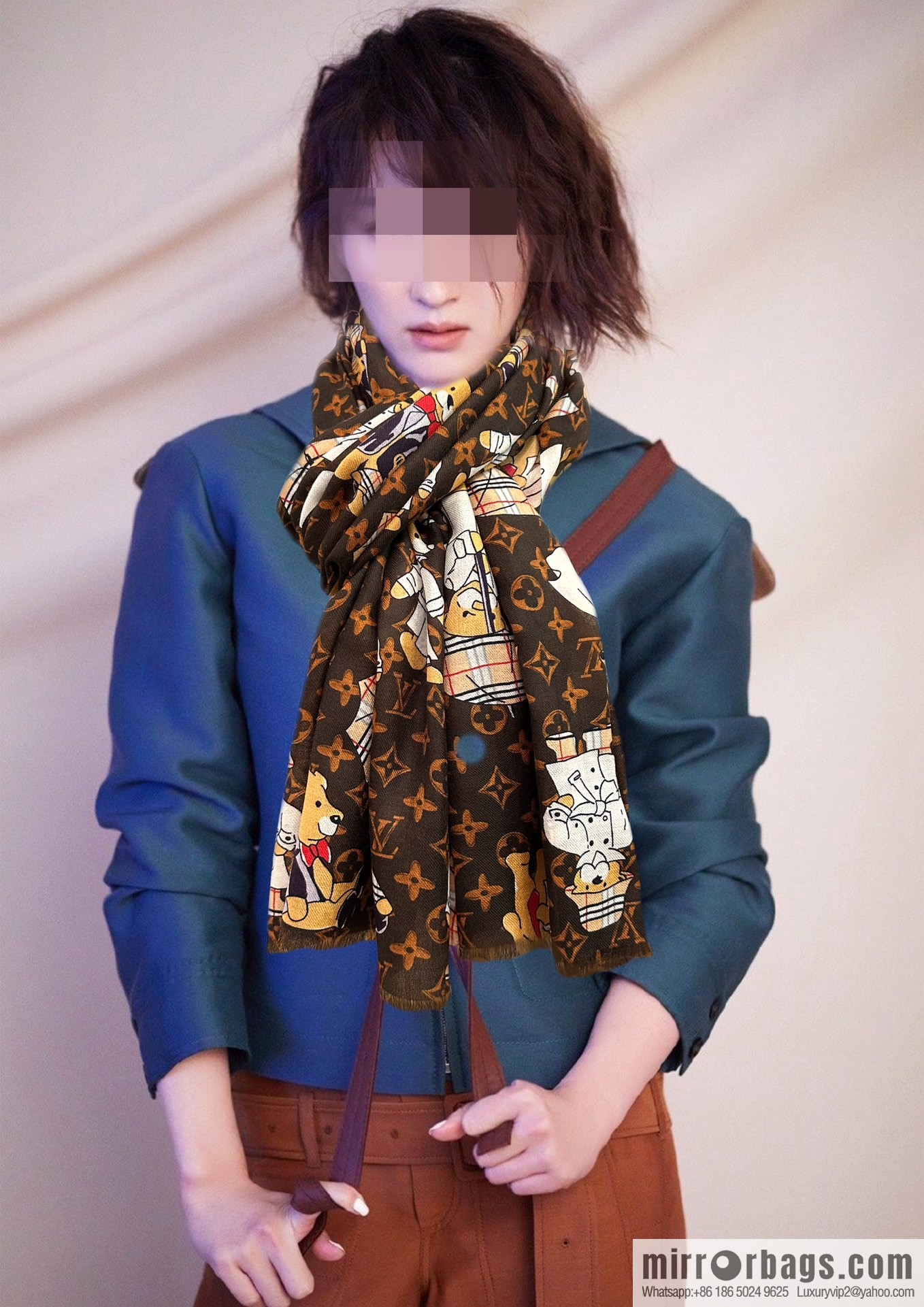 LV Louis Vuitton Bear Paradise Cashmere Scarf
