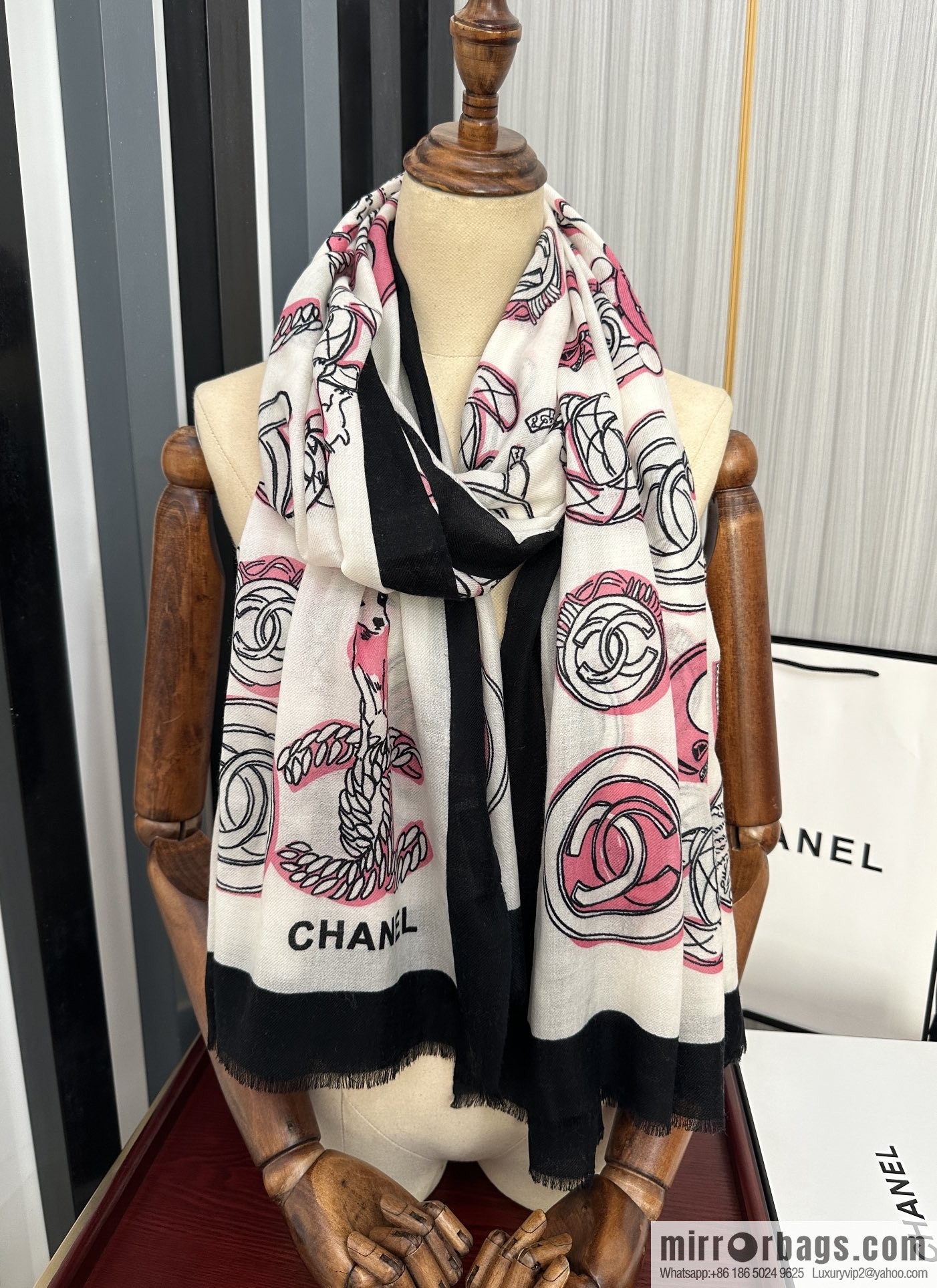 Chanel double c animal cashmere long towel