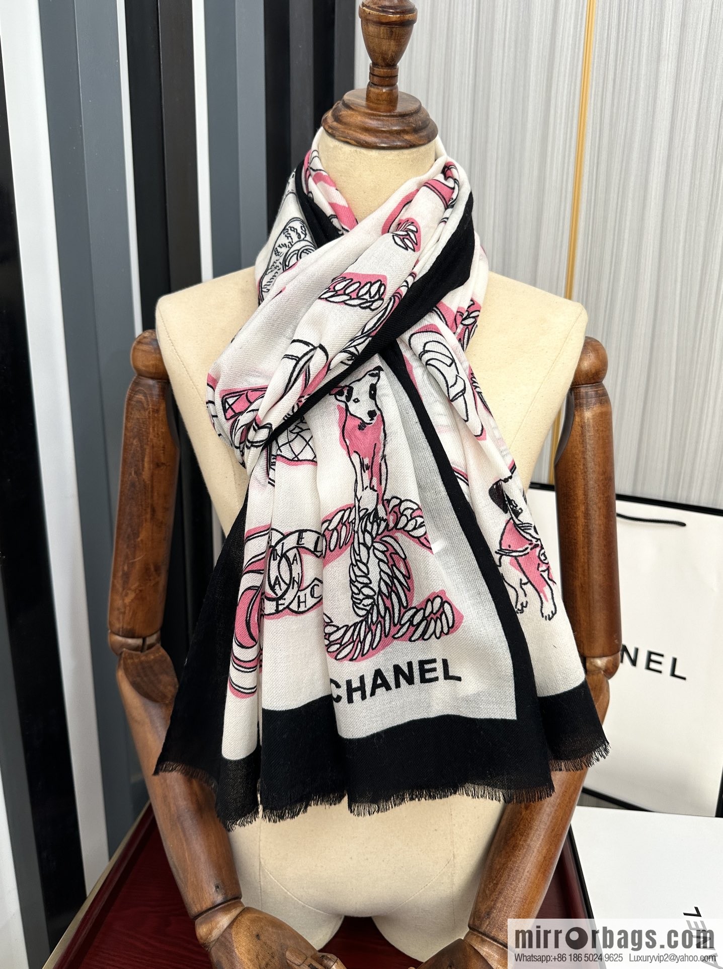 Chanel double c animal cashmere long towel