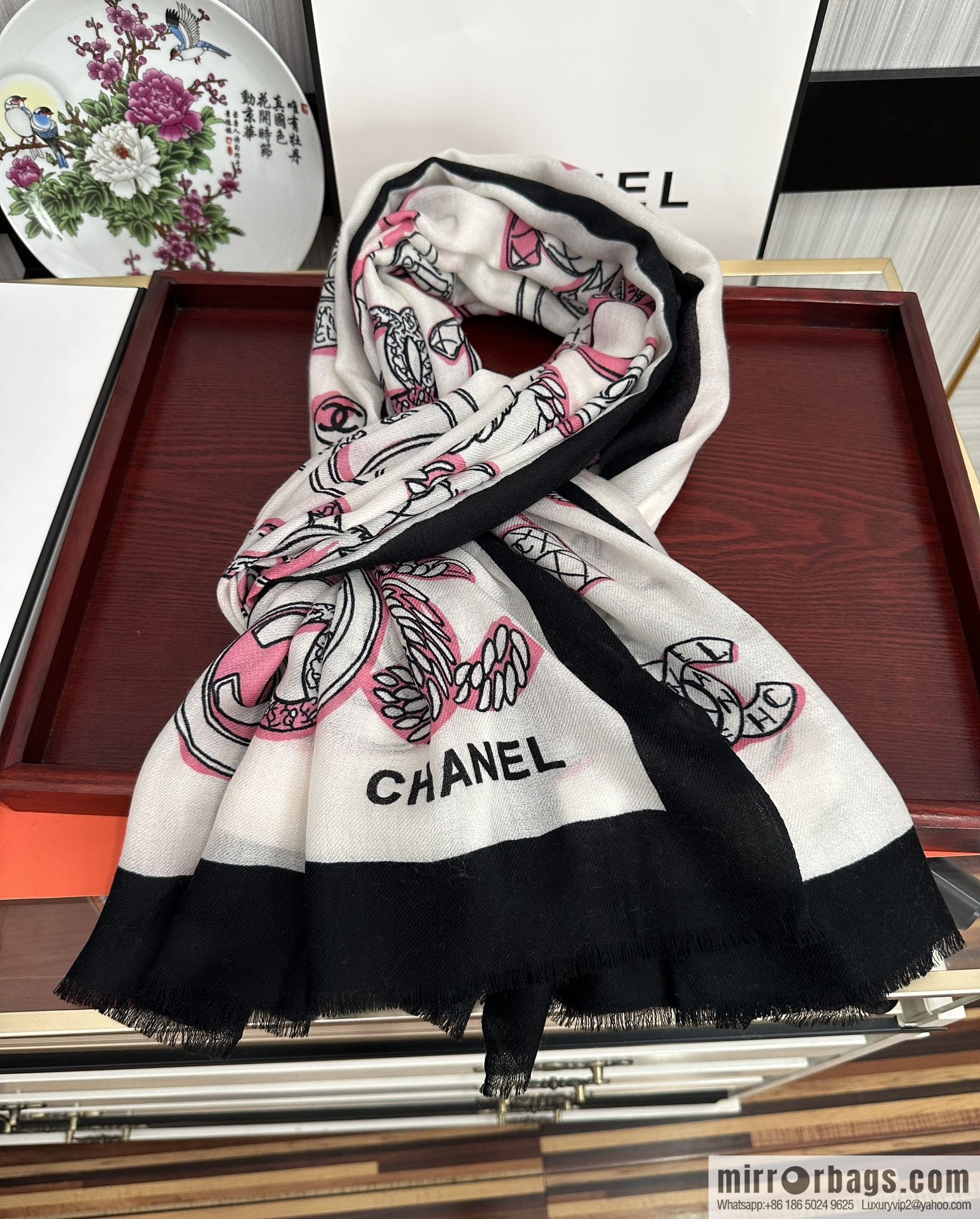 Chanel double c animal cashmere long towel