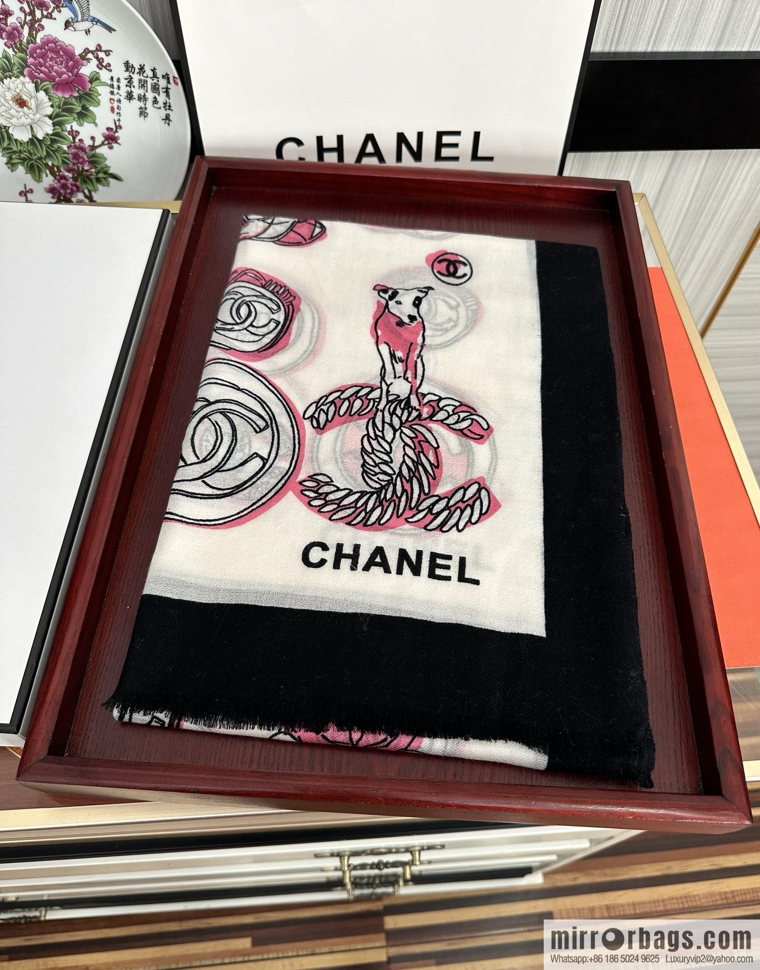 Chanel double c animal cashmere long towel