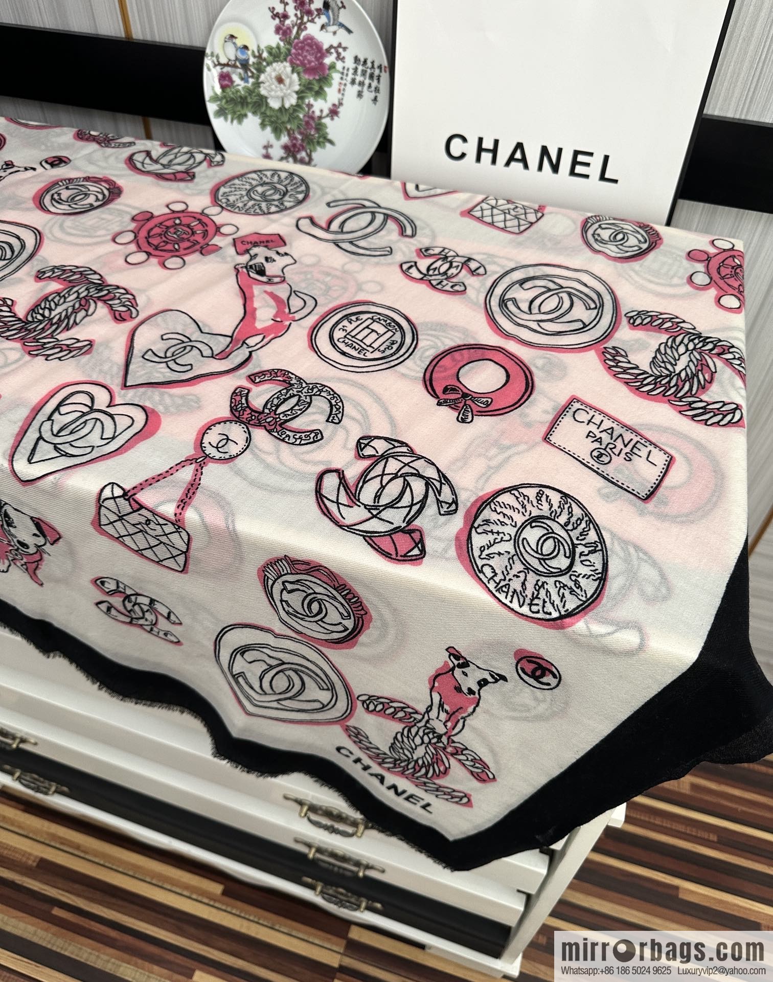 Chanel double c animal cashmere long towel