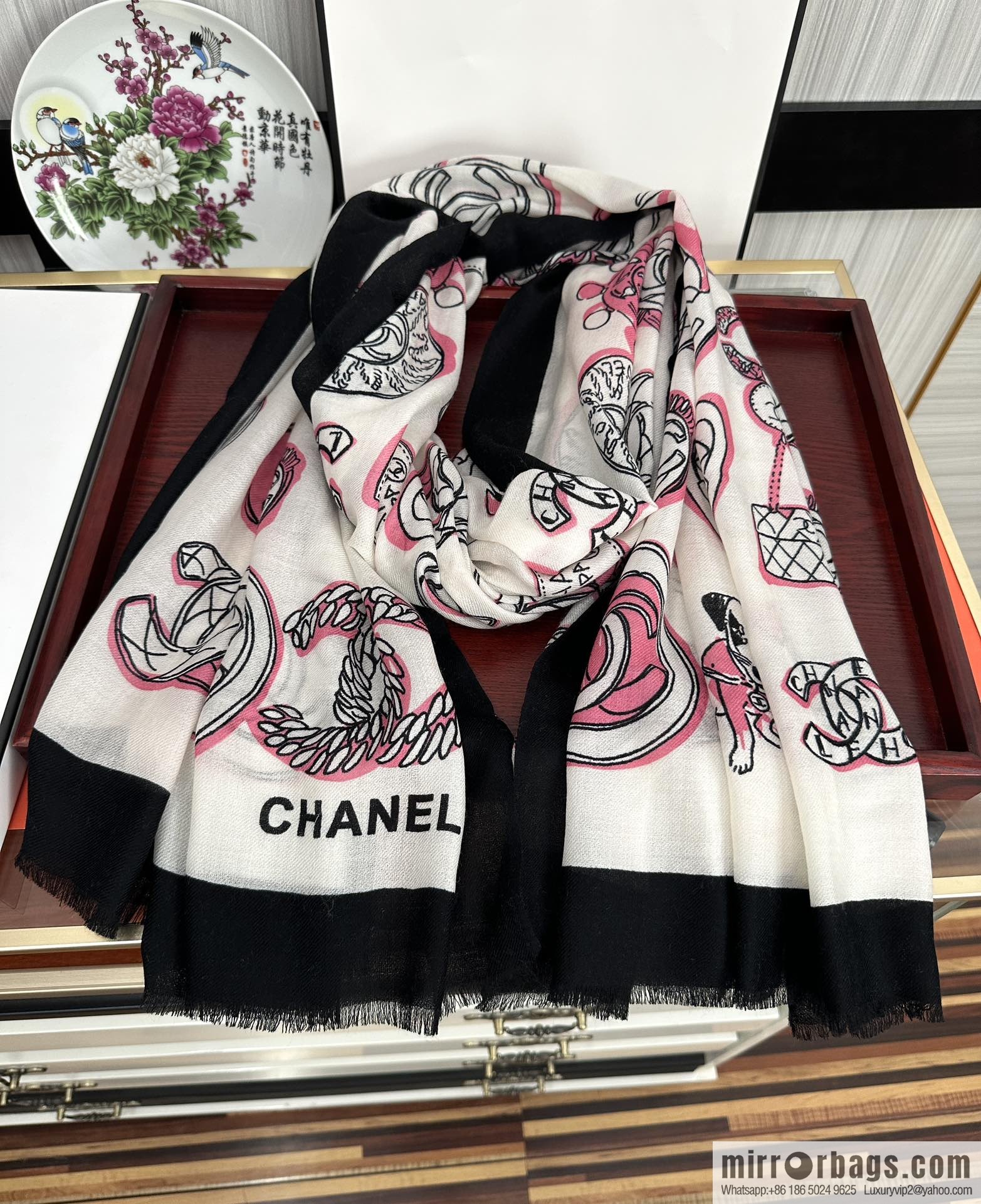 Chanel double c animal cashmere long towel