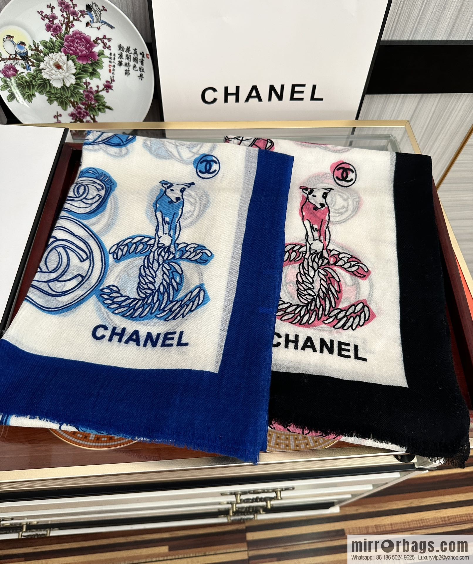 Chanel double c animal cashmere long towel