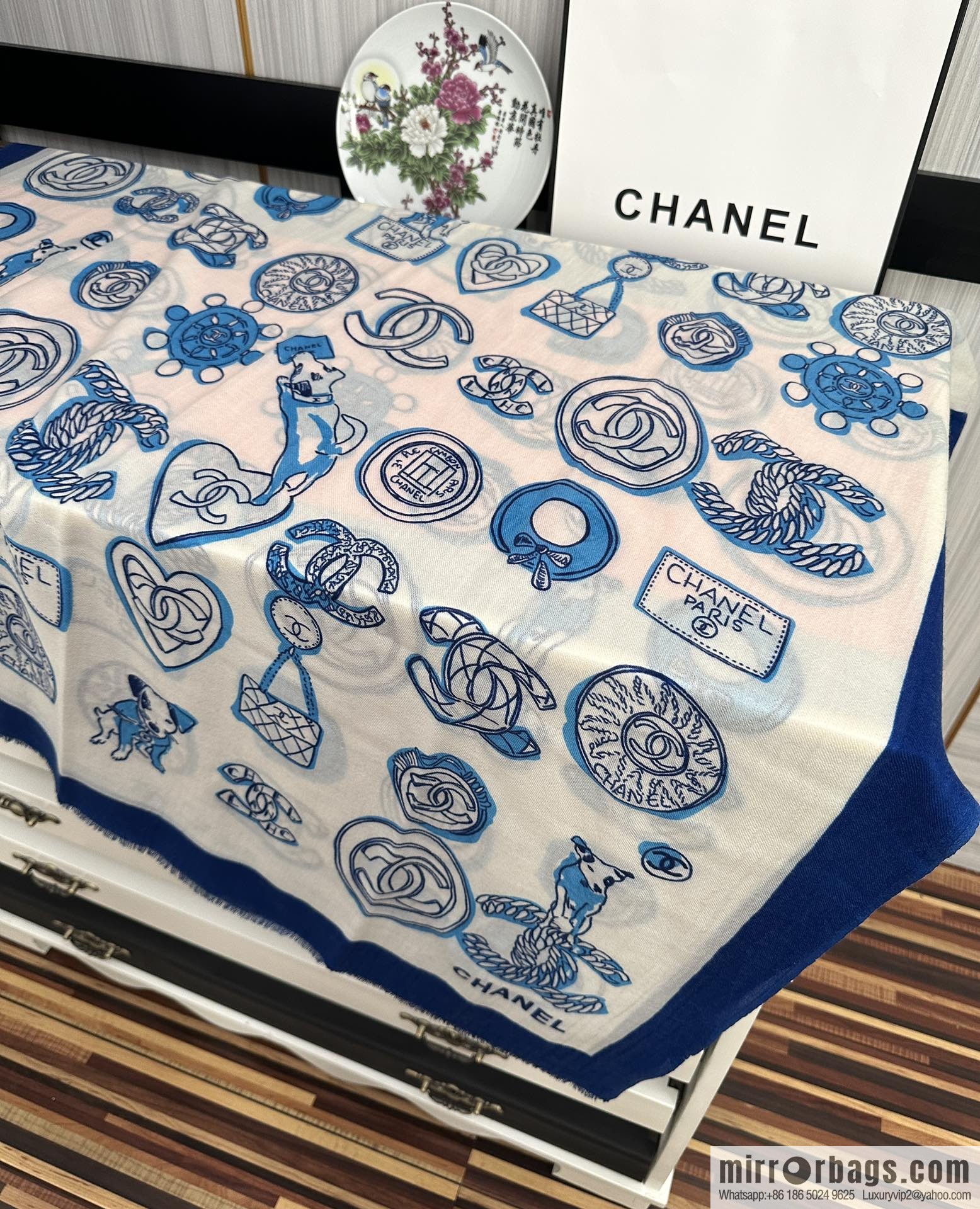 Chanel double c animal cashmere long towel