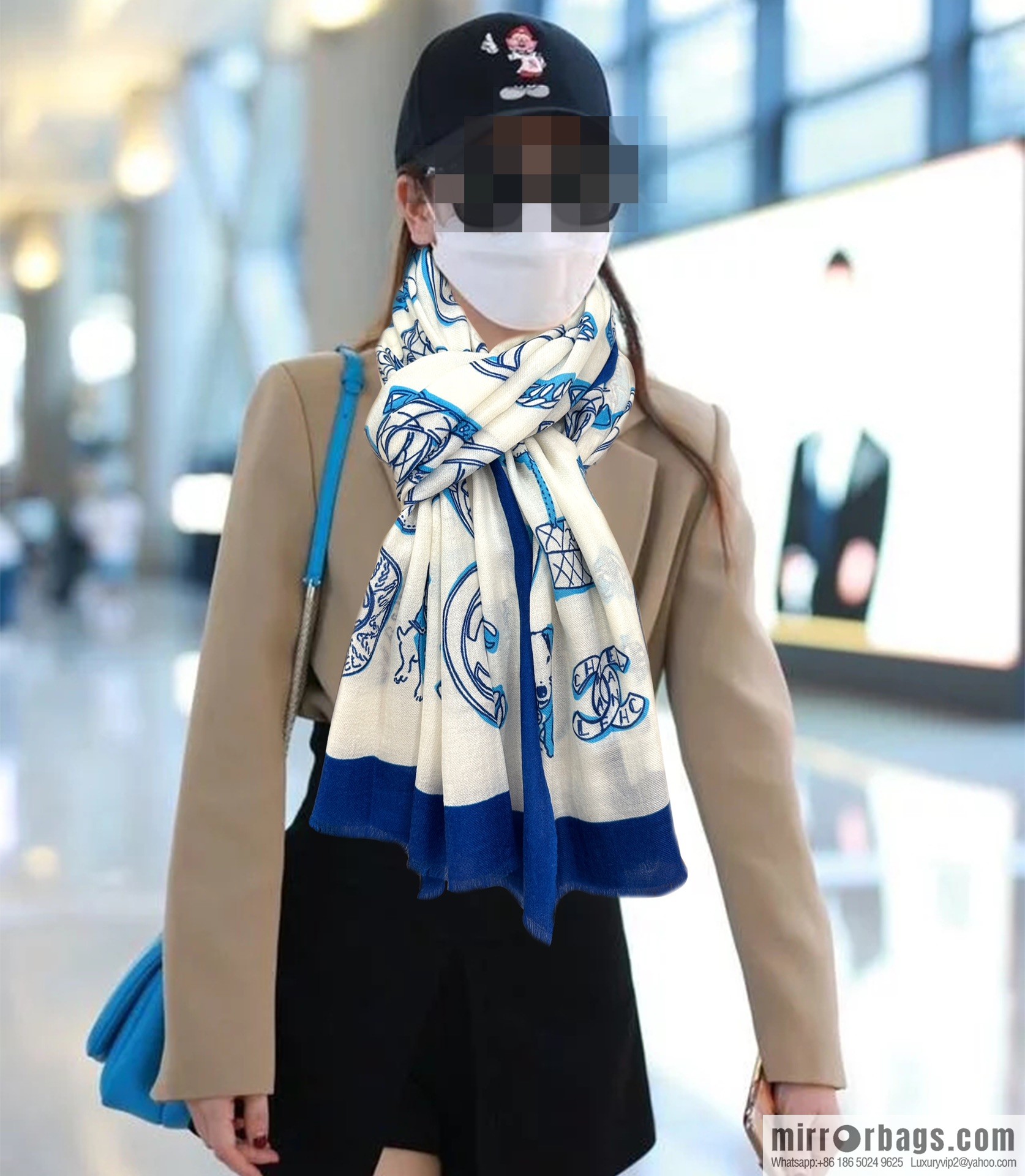 Chanel double c animal cashmere long towel