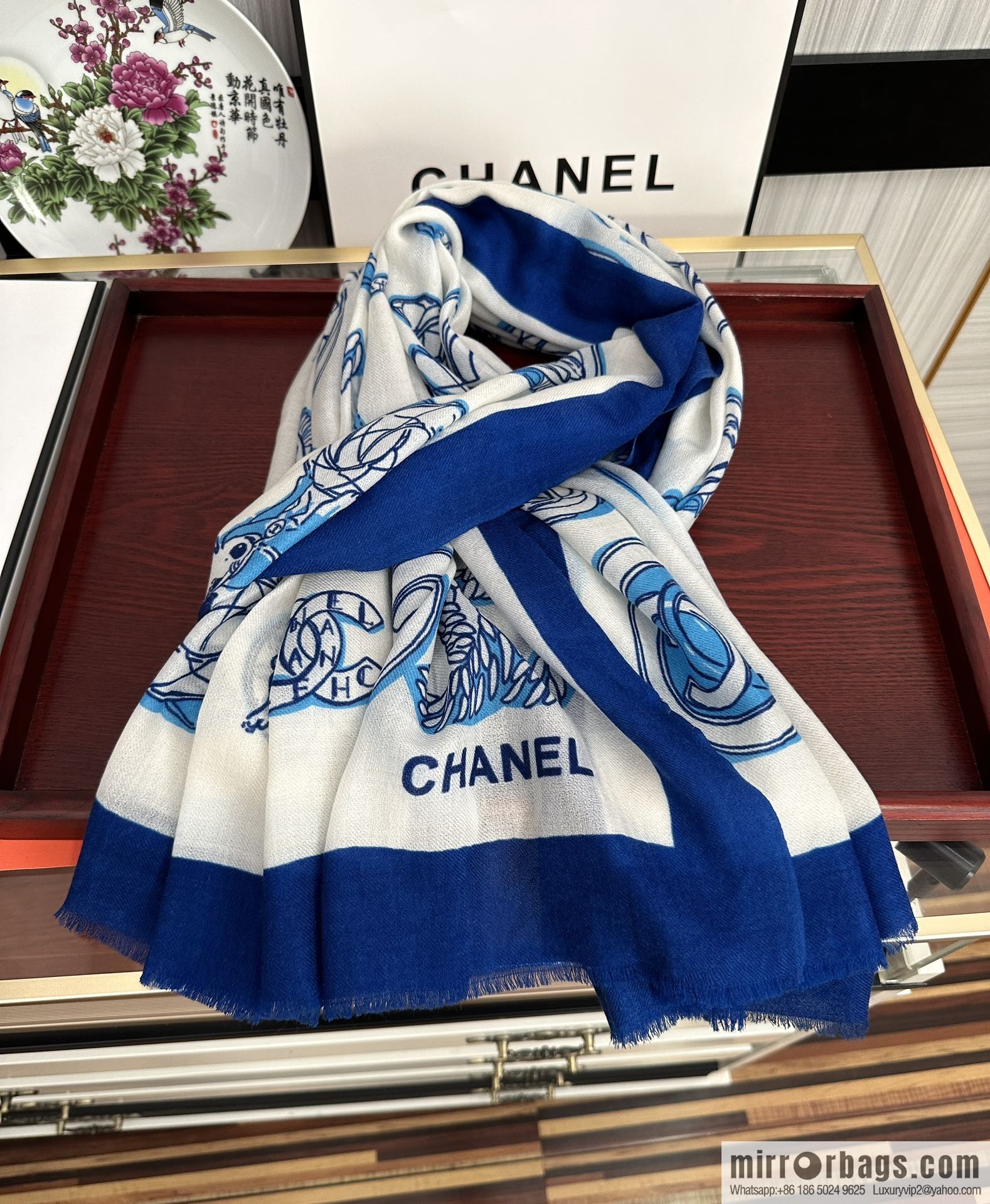 Chanel double c animal cashmere long towel