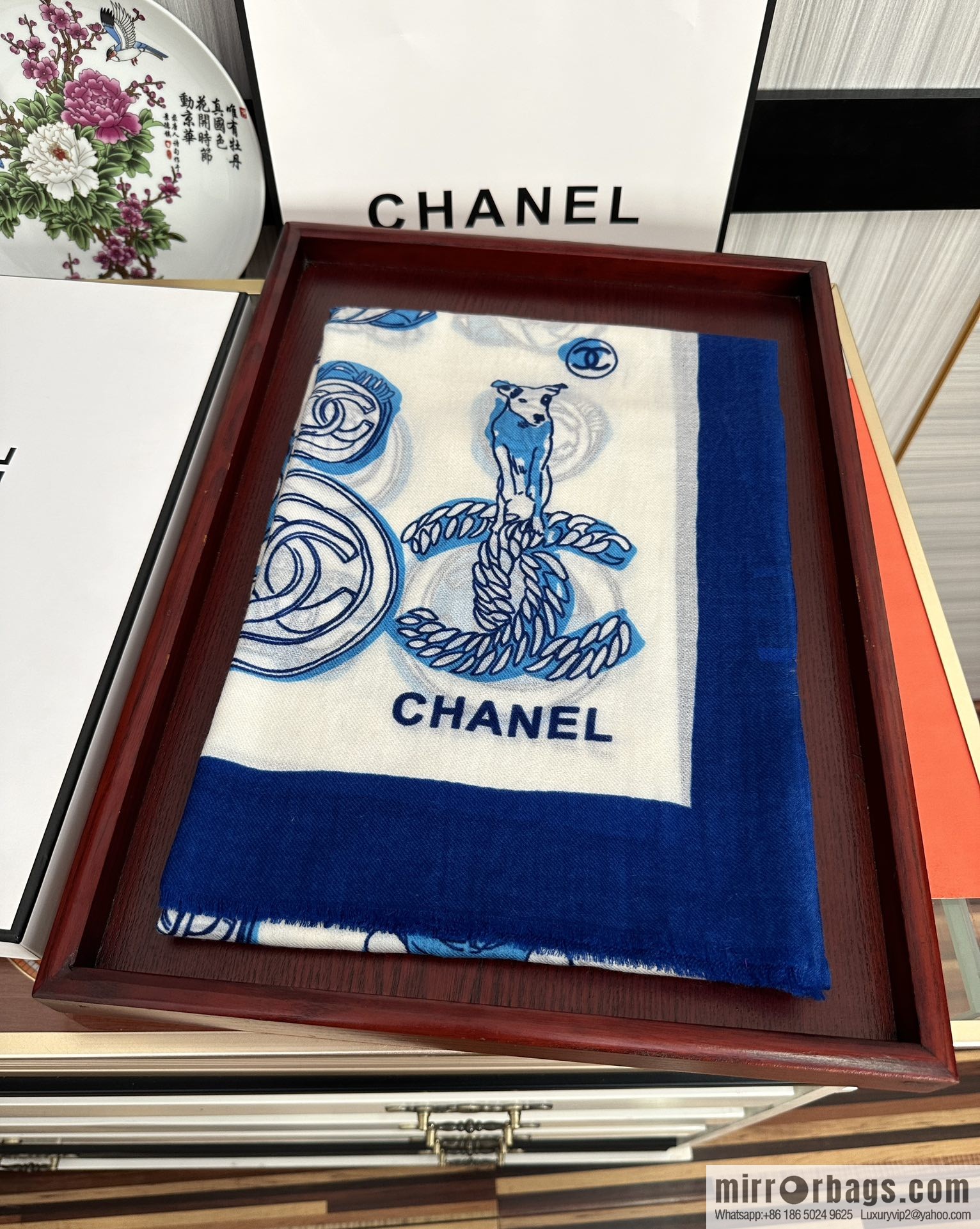 Chanel double c animal cashmere long towel