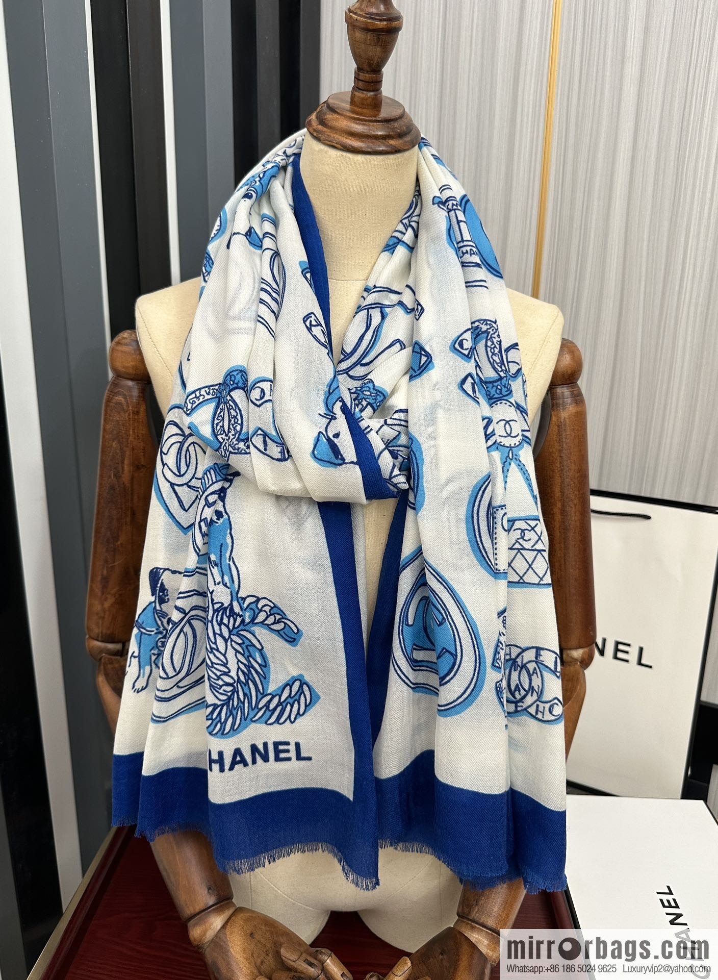 Chanel double c animal cashmere long towel