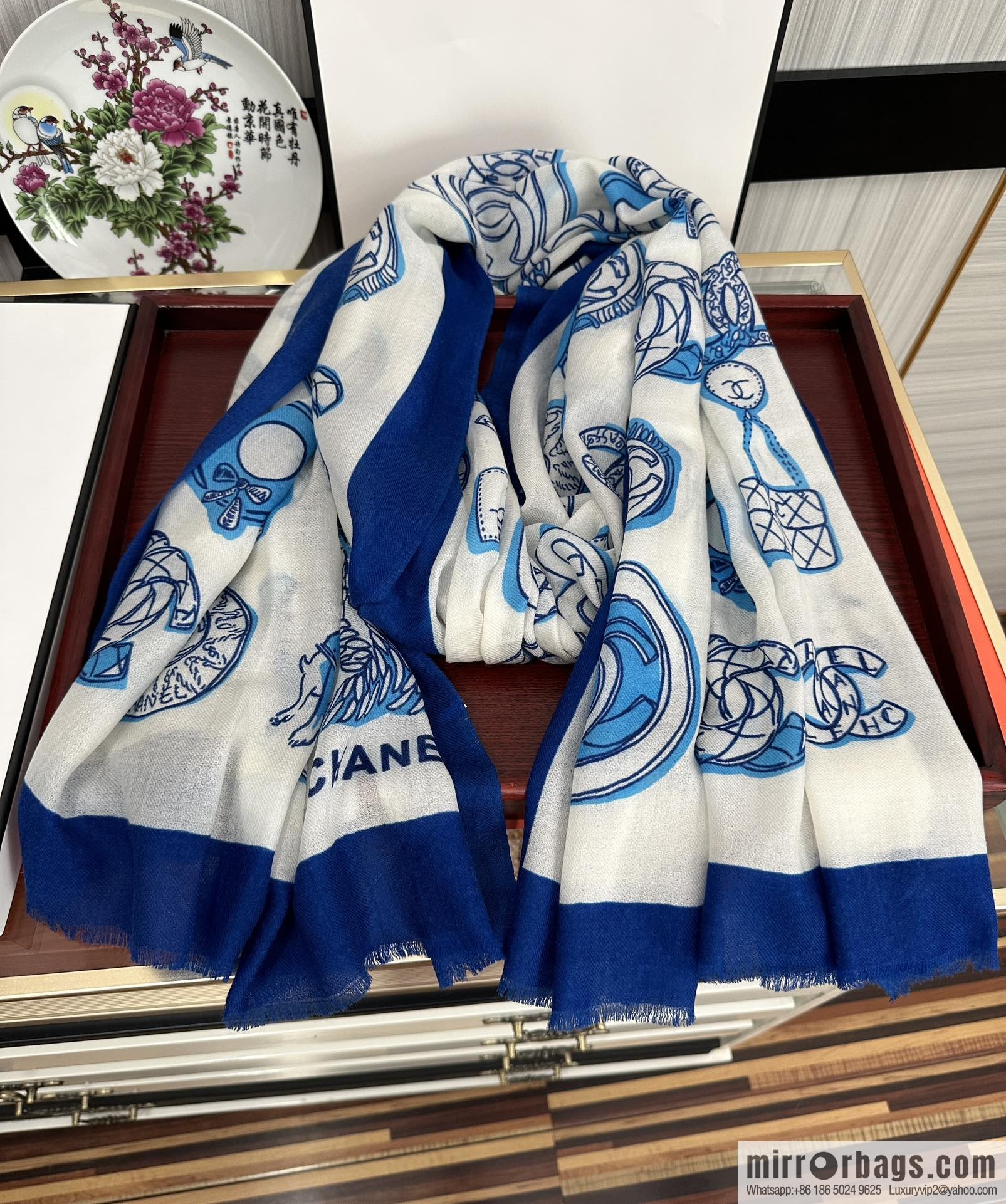 Chanel double c animal cashmere long towel
