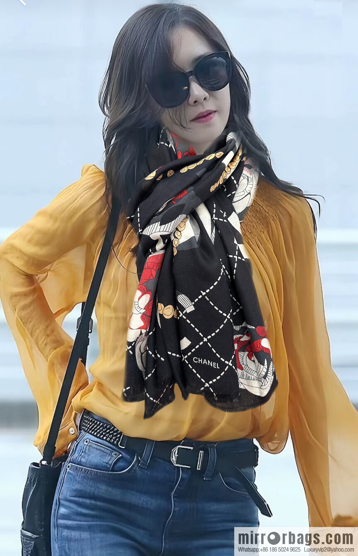 Chanel Flower Double C Cashmere Long Towel