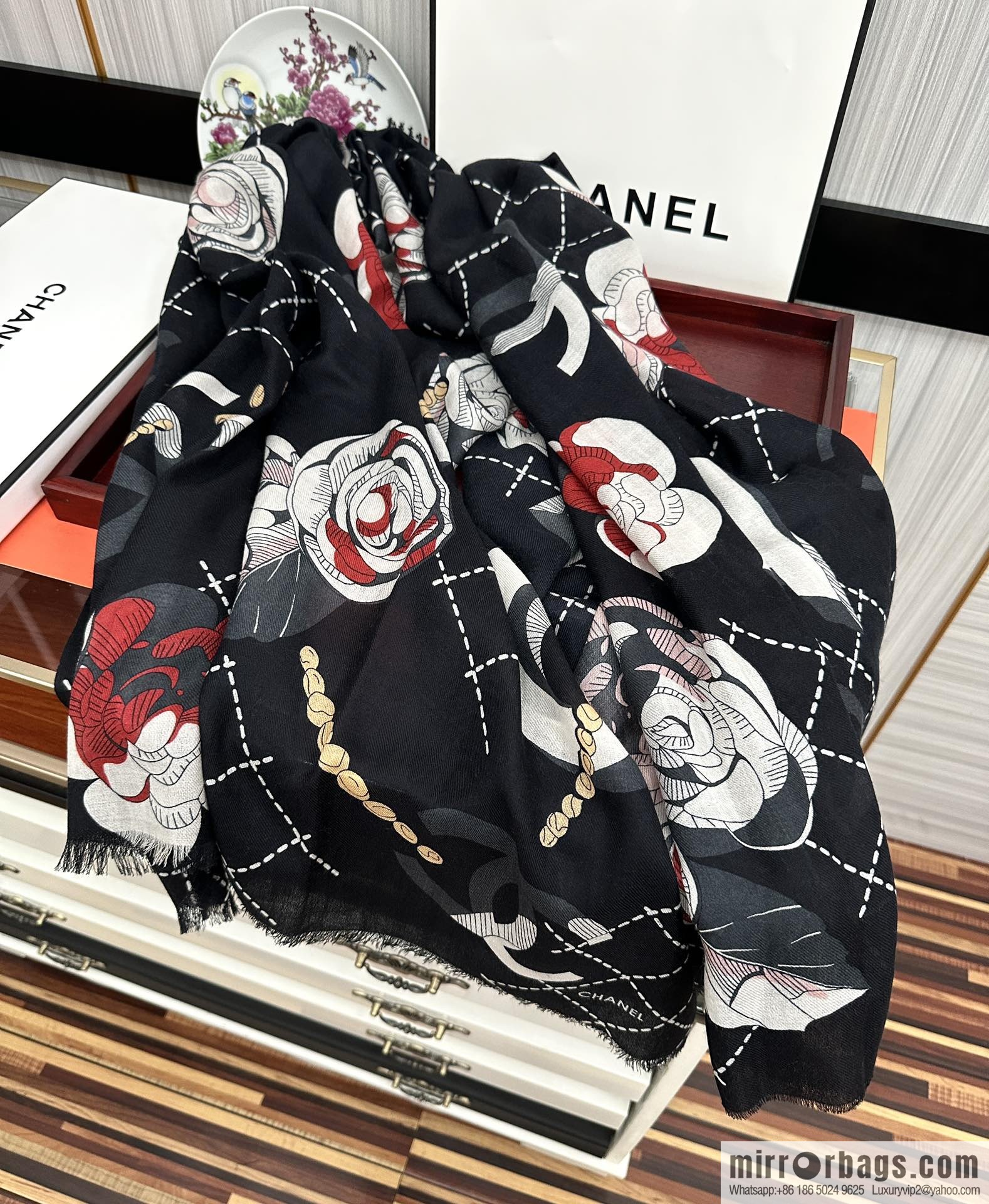 Chanel Flower Double C Cashmere Long Towel
