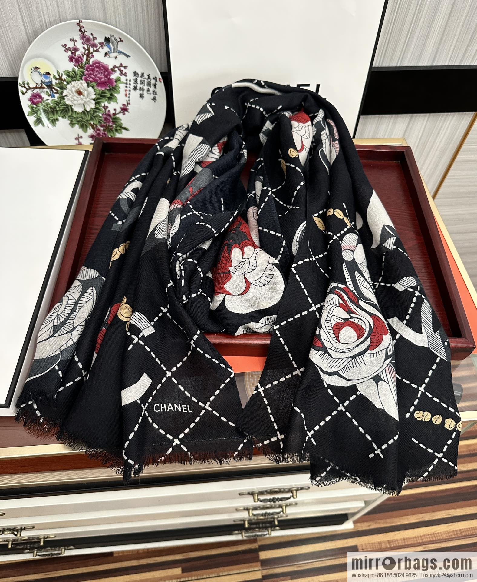 Chanel Flower Double C Cashmere Long Towel
