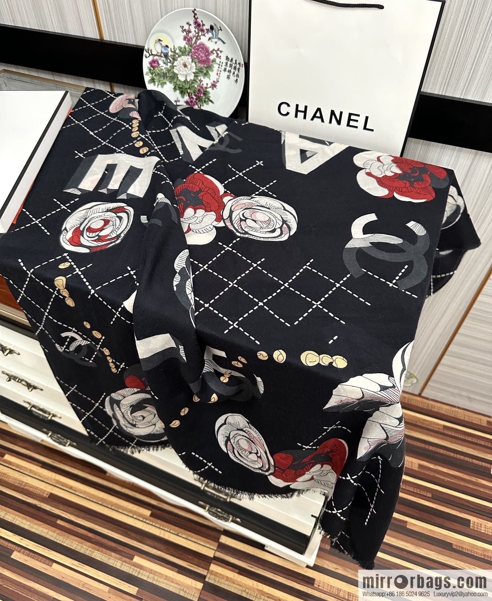 Chanel Flower Double C Cashmere Long Towel