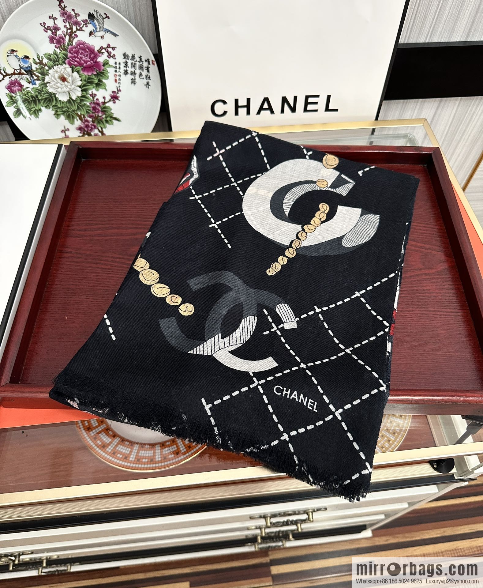 Chanel Flower Double C Cashmere Long Towel