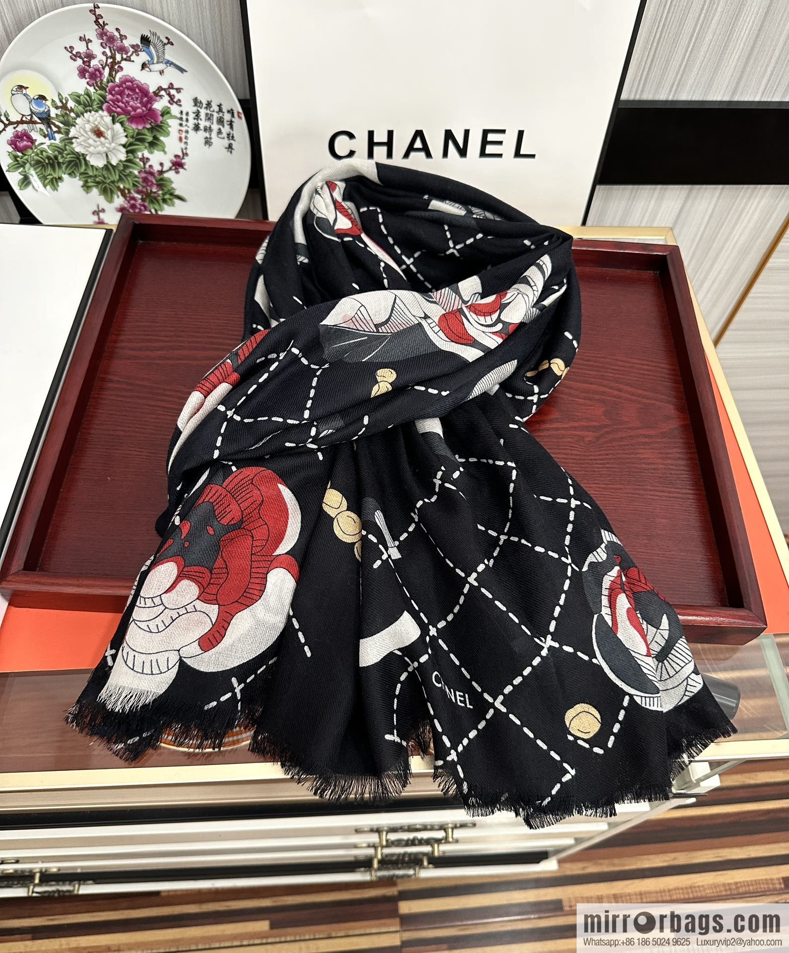 Chanel Flower Double C Cashmere Long Towel