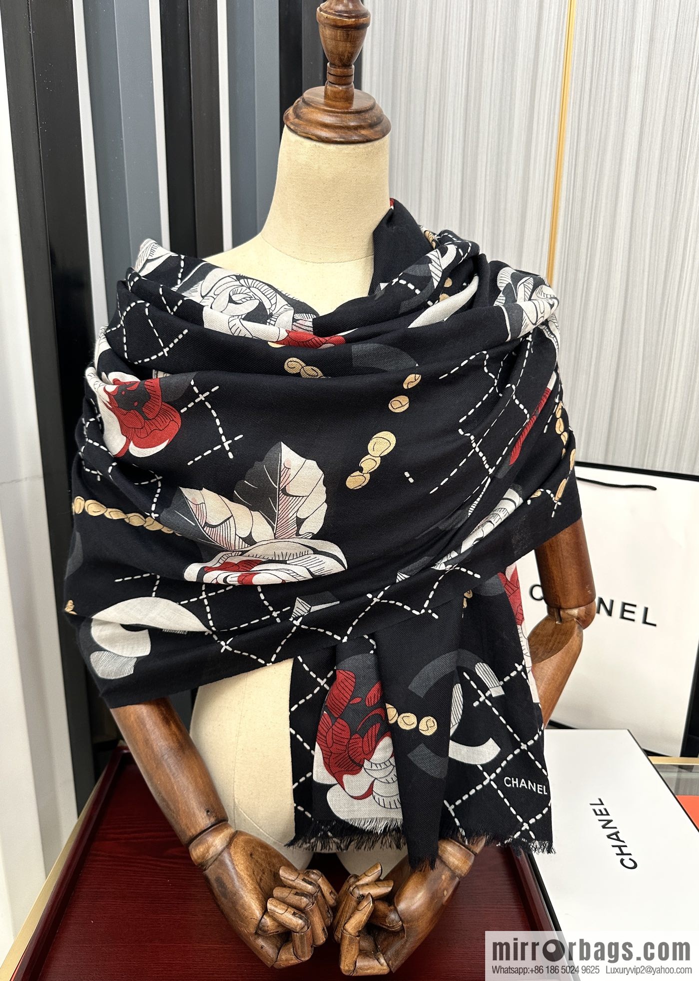 Chanel Flower Double C Cashmere Long Towel
