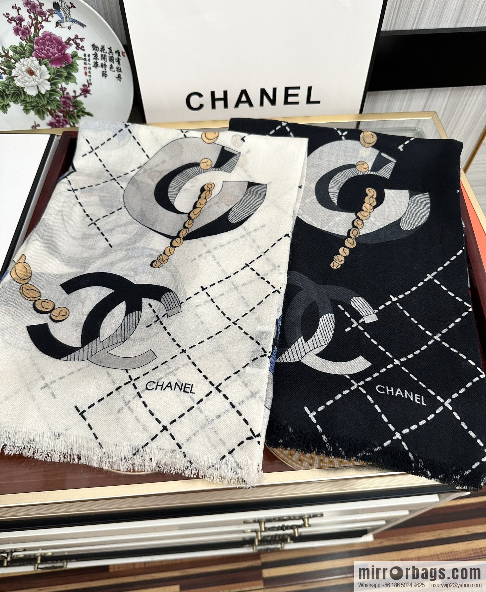 Chanel Flower Double C Cashmere Long Towel