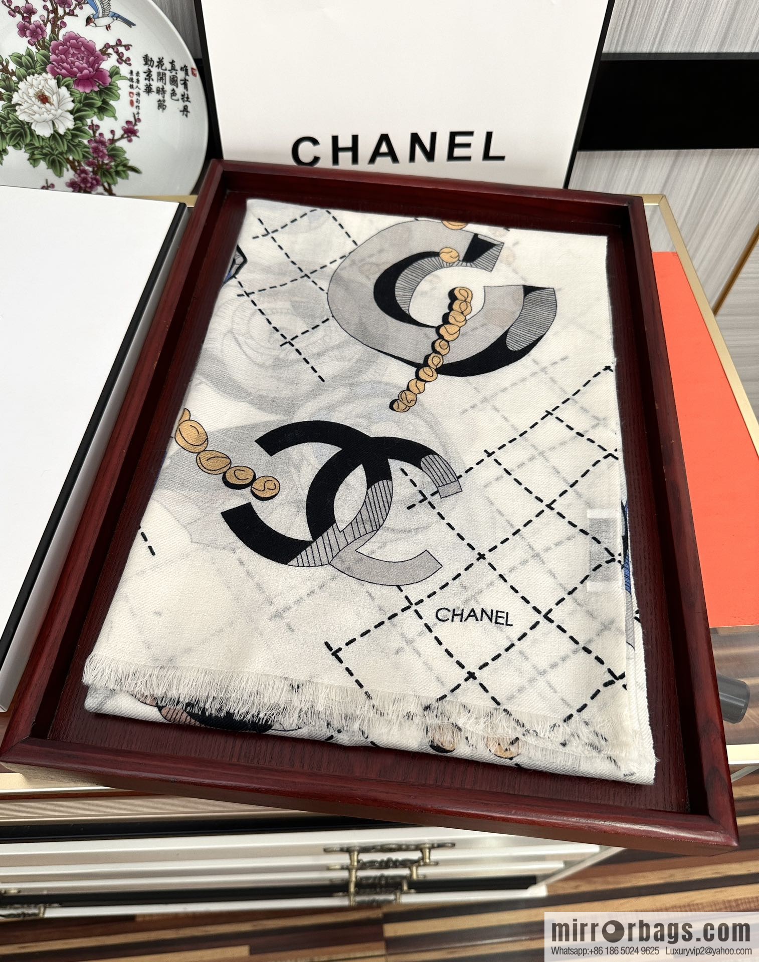 Chanel Flower Double C Cashmere Long Towel