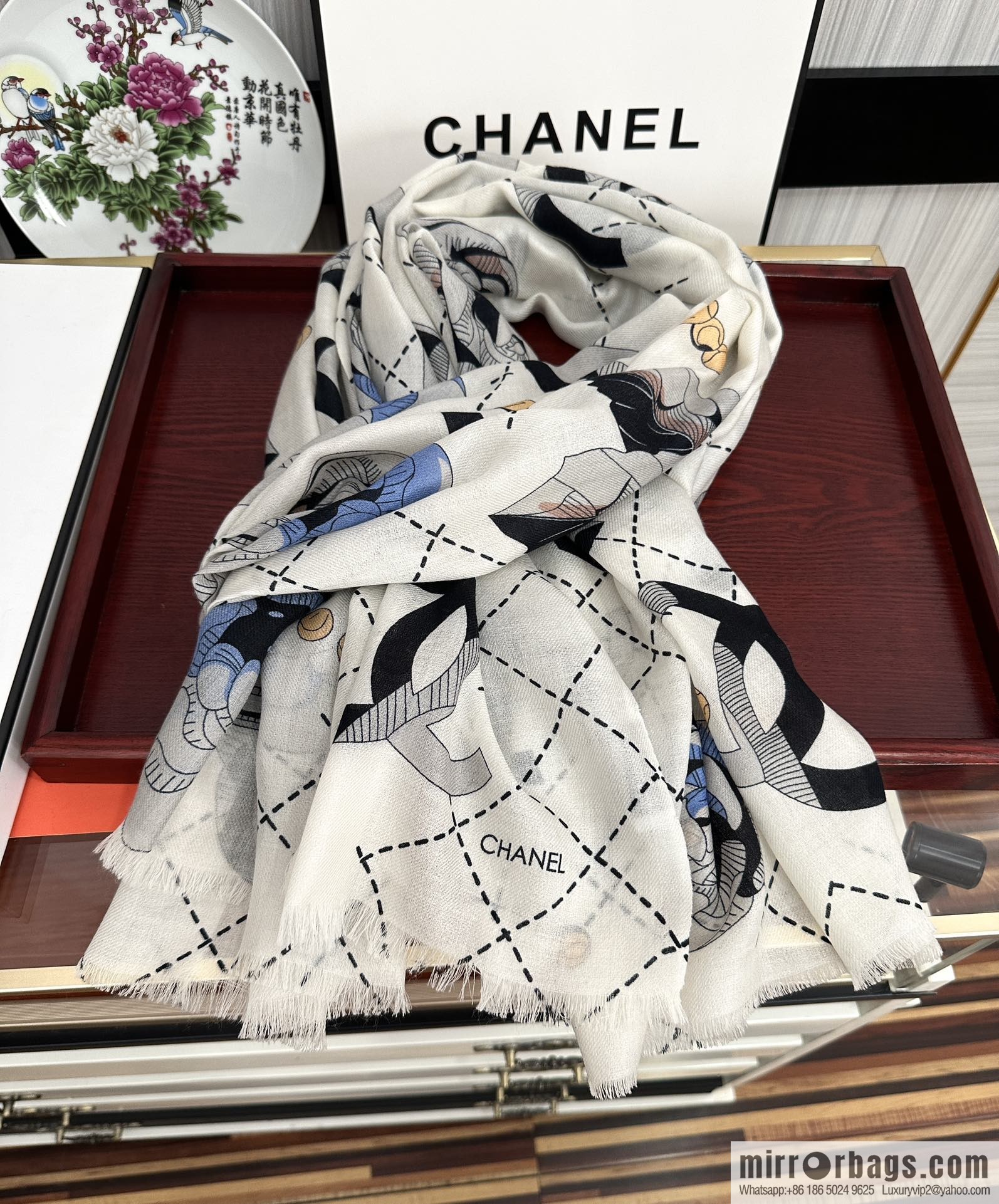 Chanel Flower Double C Cashmere Long Towel