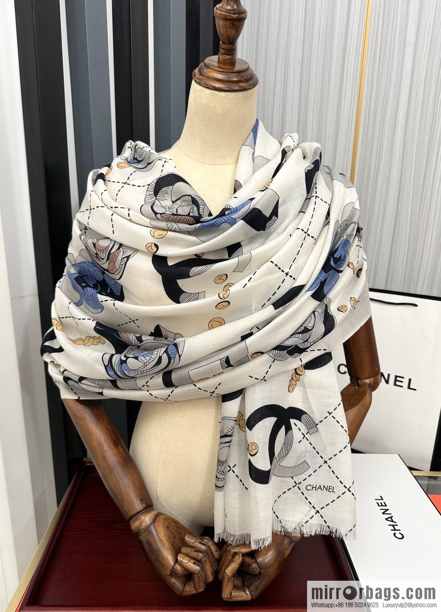 Chanel Flower Double C Cashmere Long Towel